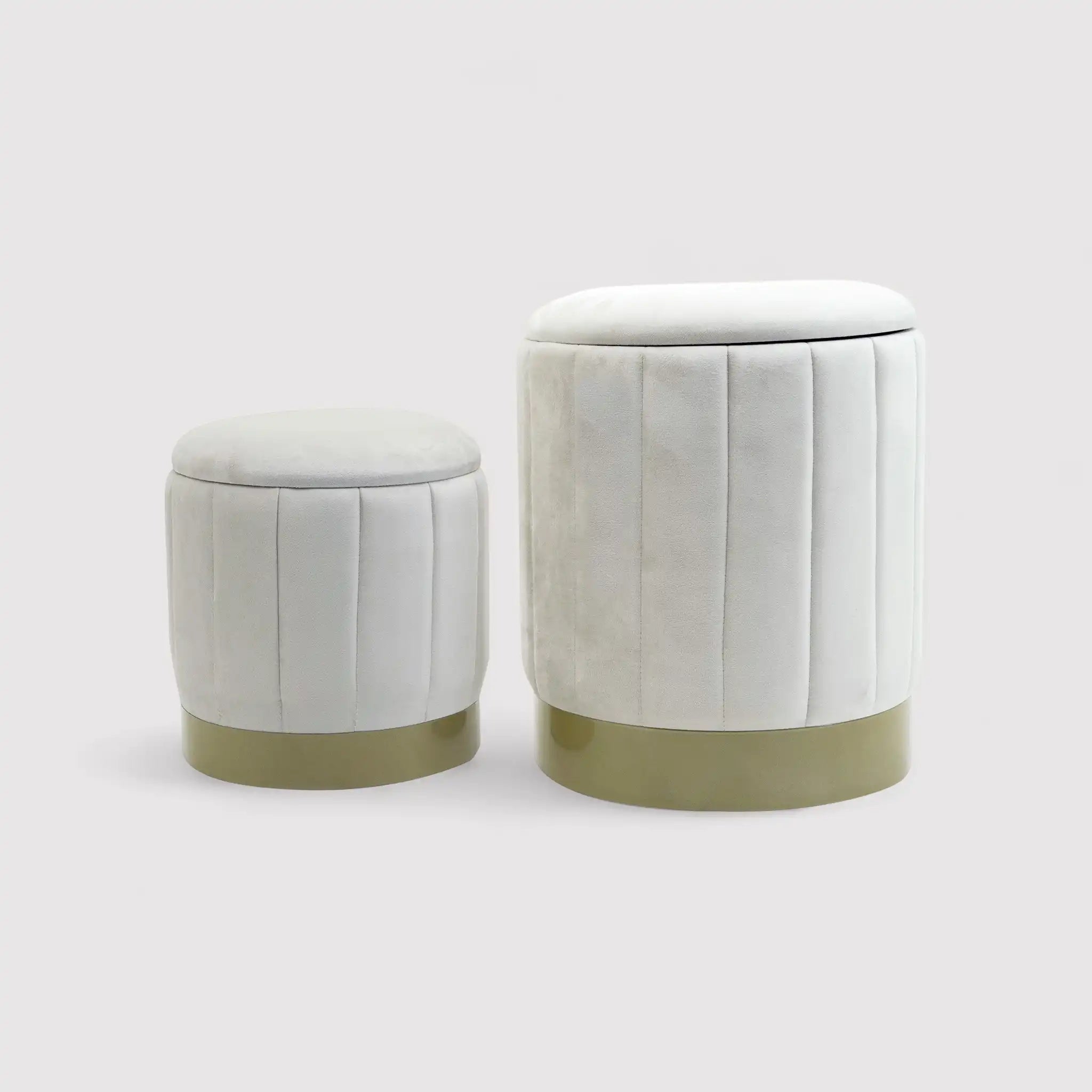 Okome - Set di 2 pouf sgabelli bianchi con contenitore