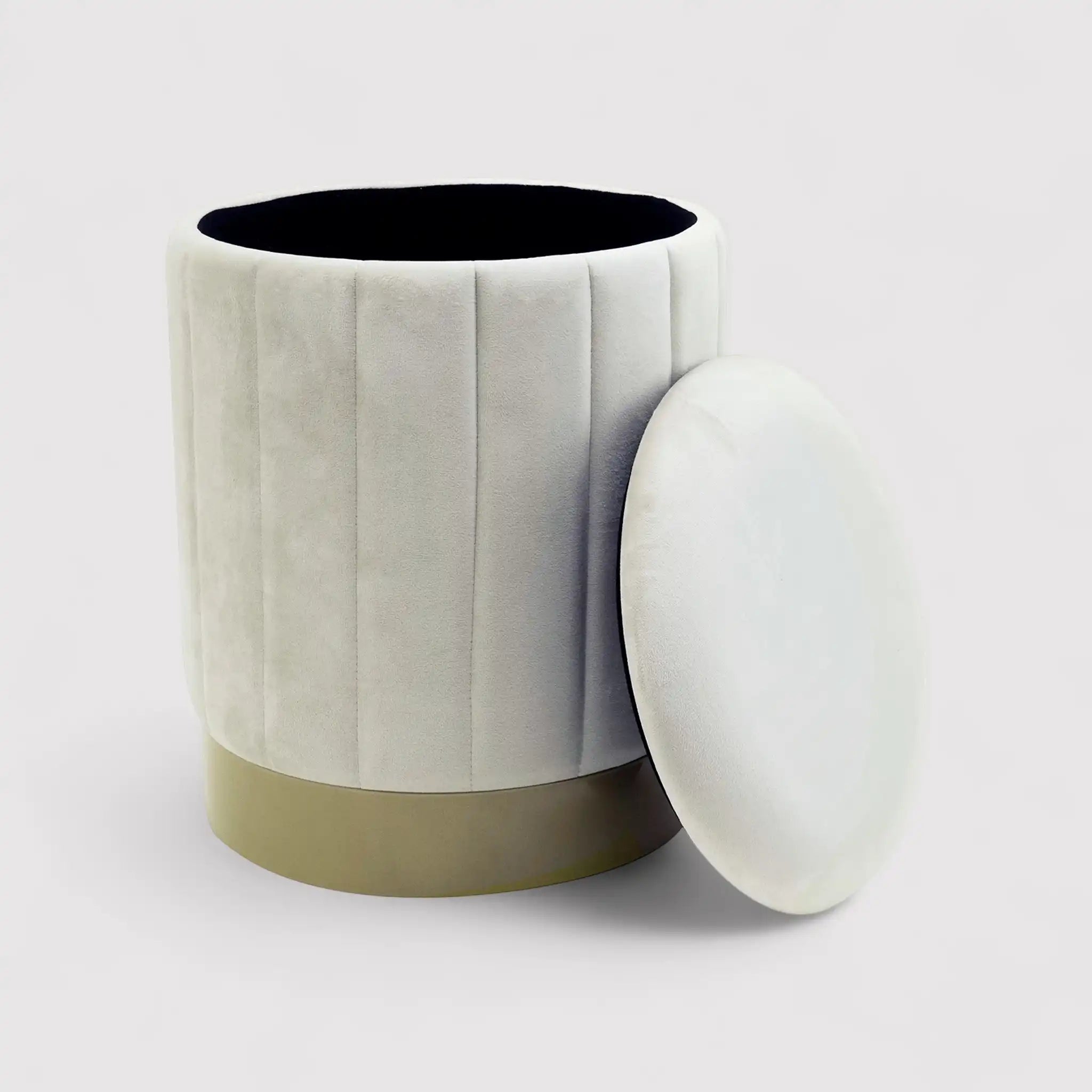 Okome - Set di 2 pouf sgabelli bianchi con contenitore