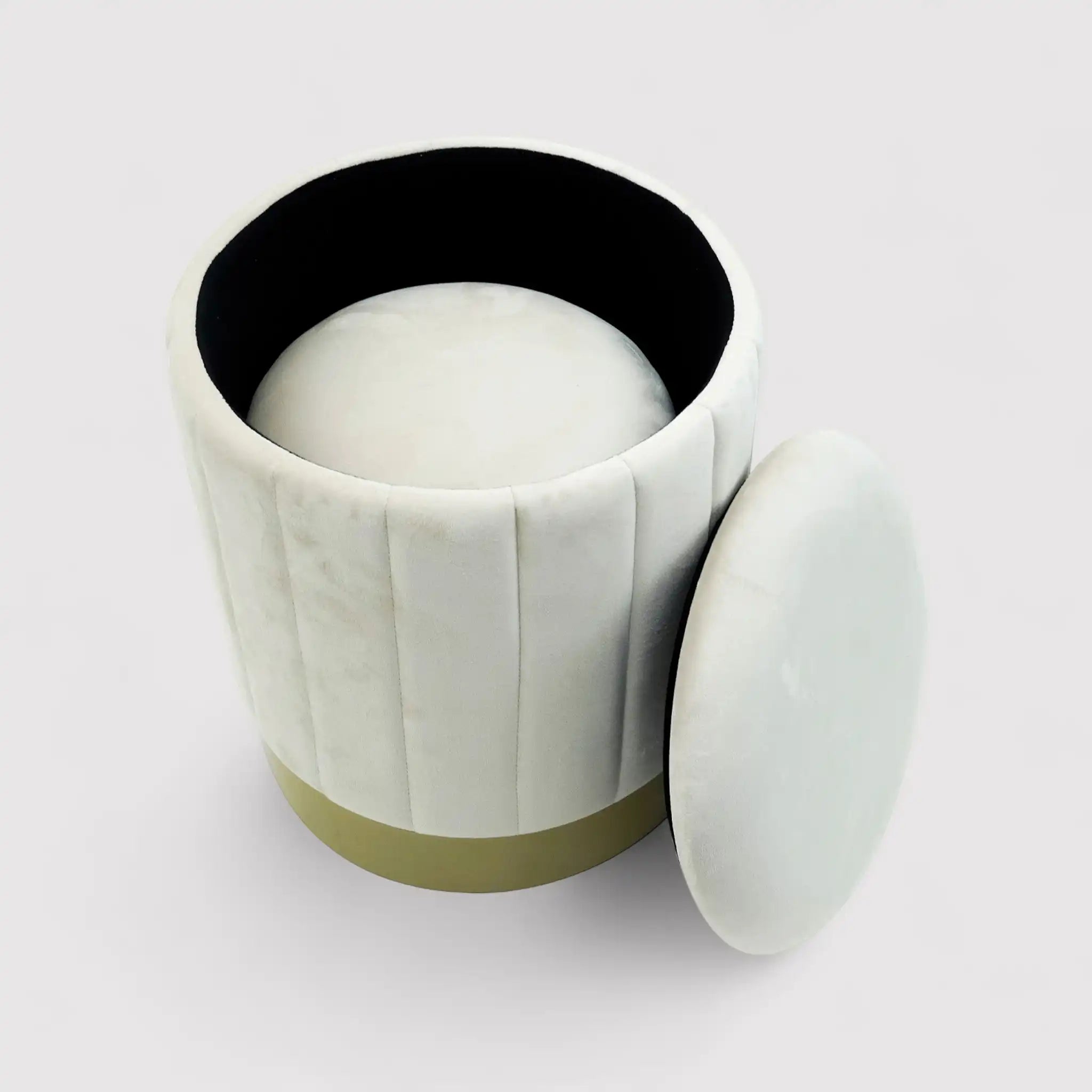 Okome - Set di 2 pouf sgabelli bianchi con contenitore