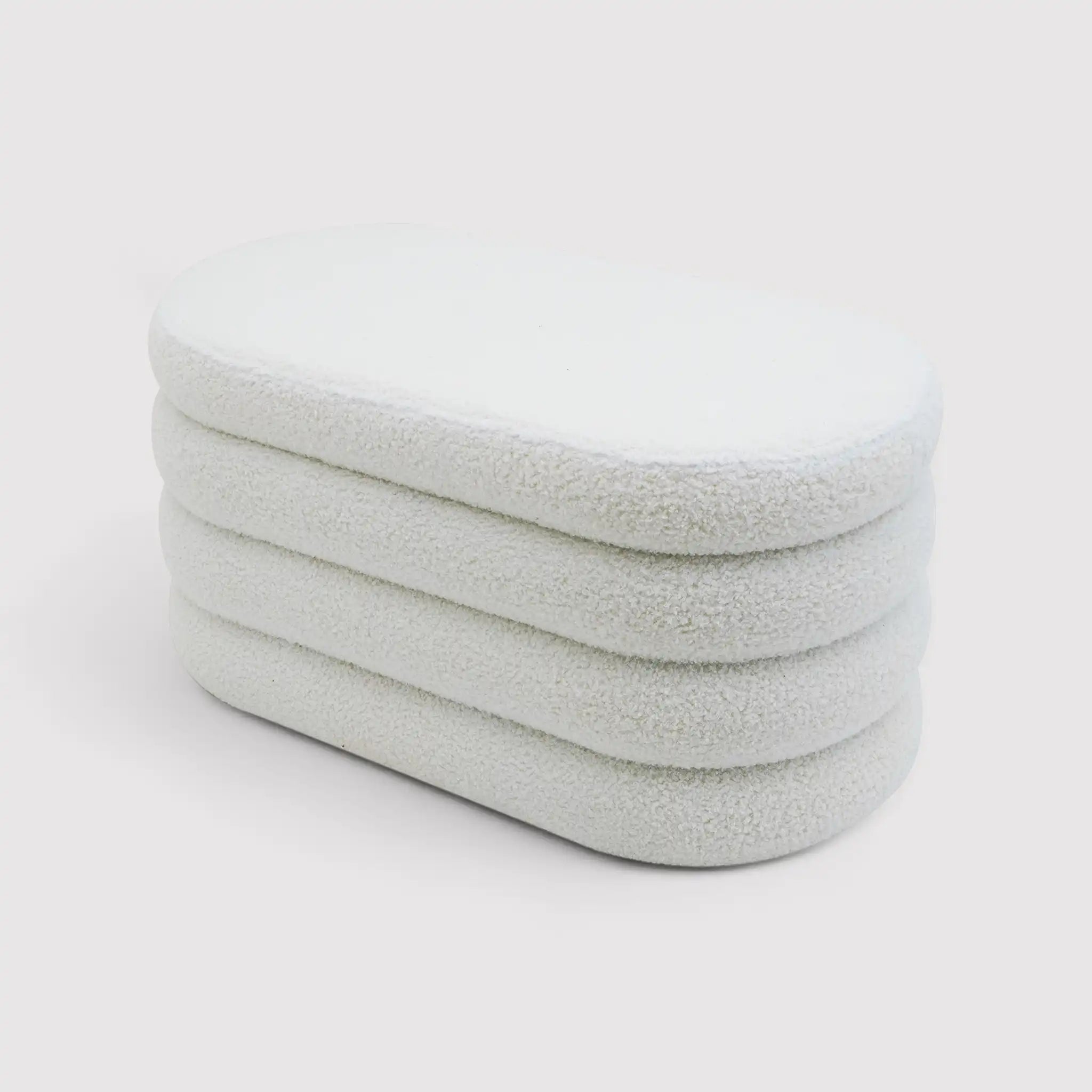 Rambeh - Pouf ovale contenitore bianco in stile moderno