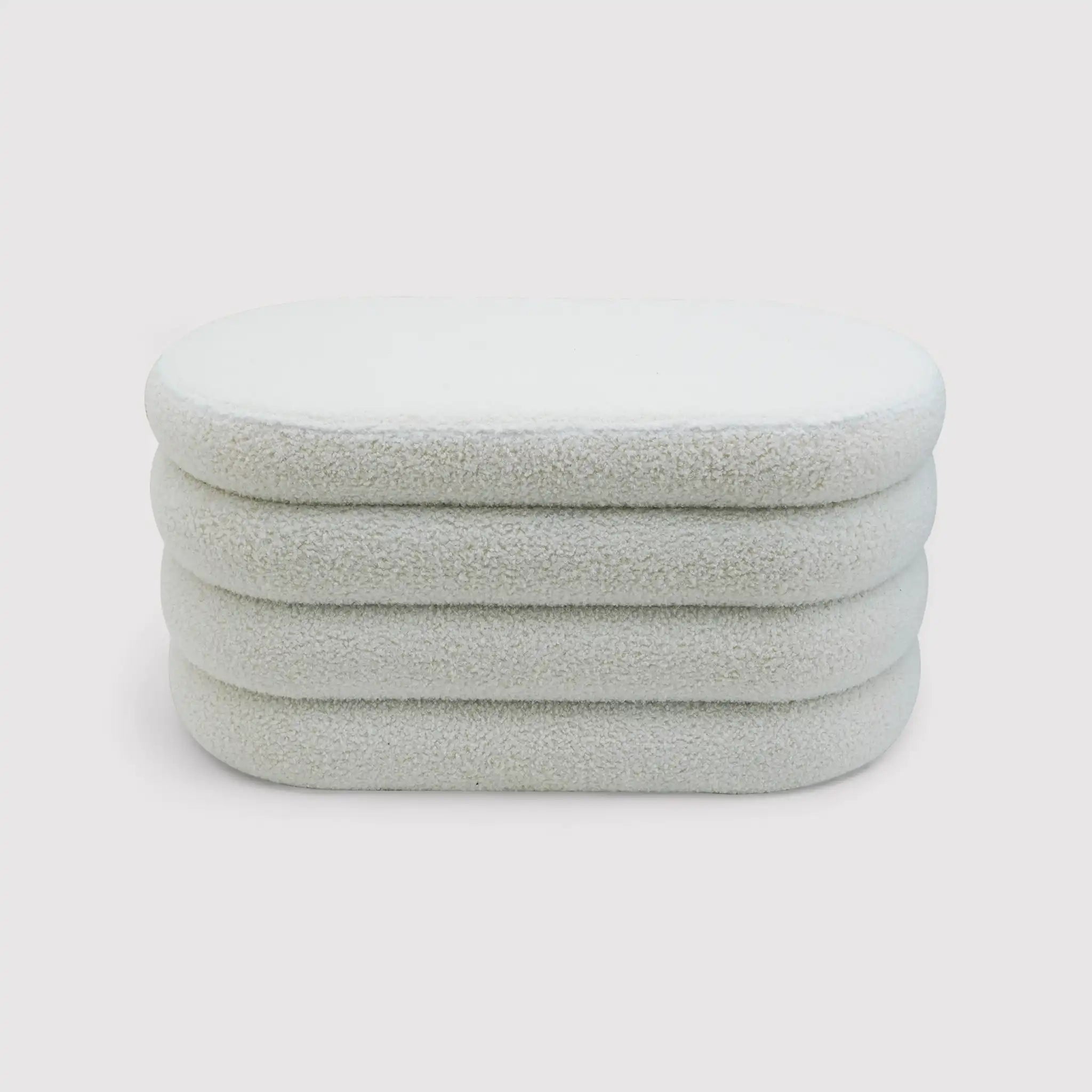 Rambeh - Pouf ovale contenitore bianco in stile moderno