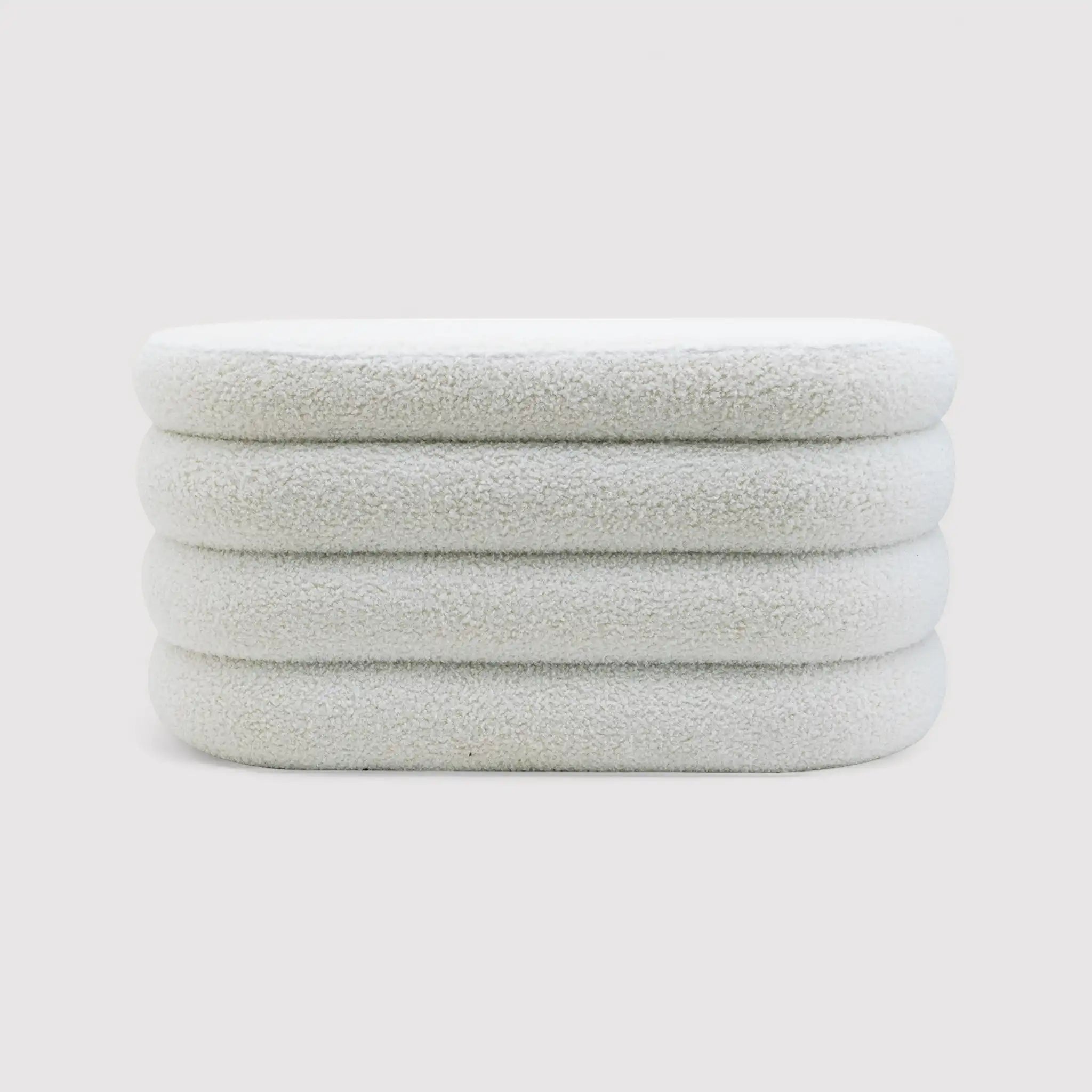 Rambeh - Pouf ovale contenitore bianco in stile moderno