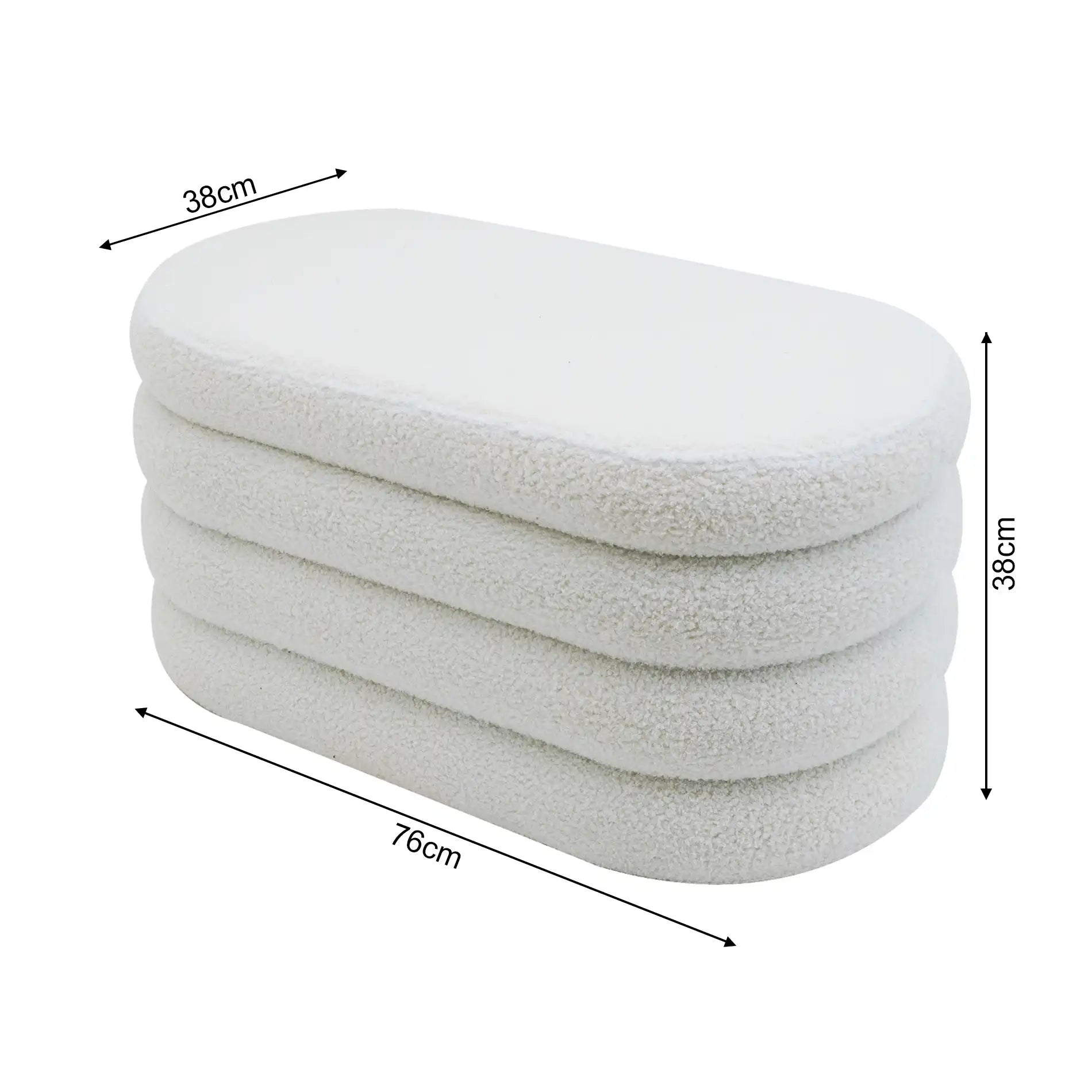 Rambeh - Pouf ovale contenitore bianco in stile moderno