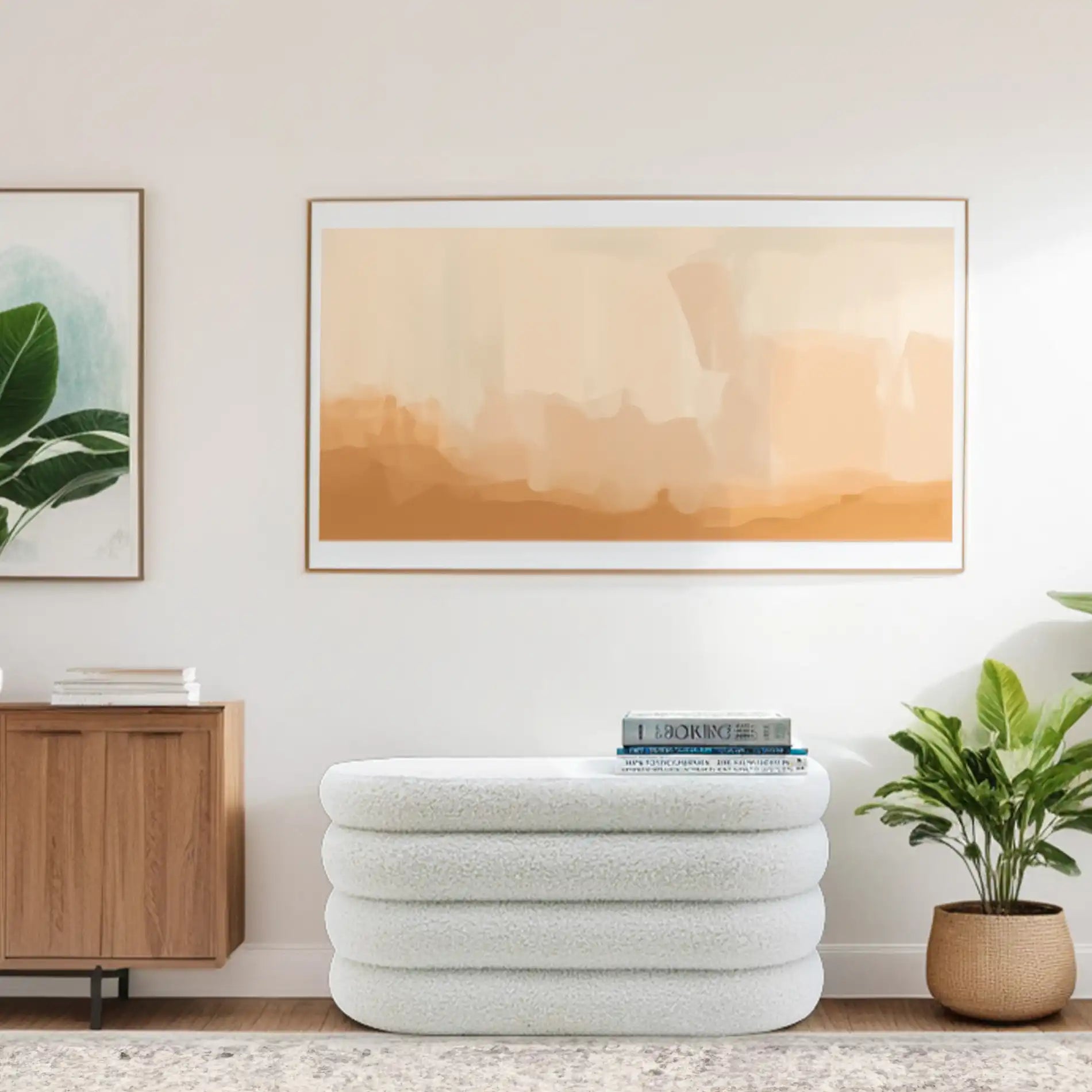 Rambeh - Pouf ovale contenitore bianco in stile moderno