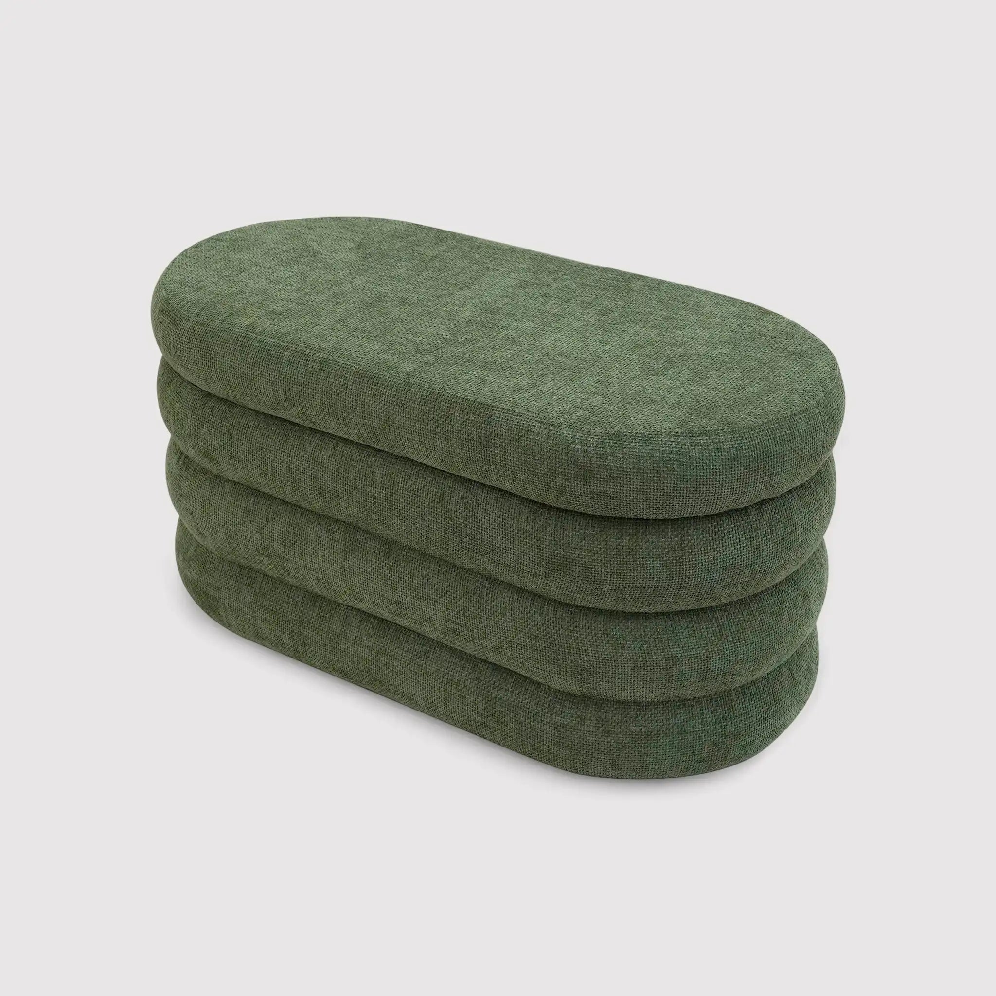 Zeytin - Pouf contenitore ovale verde scuro per salotto