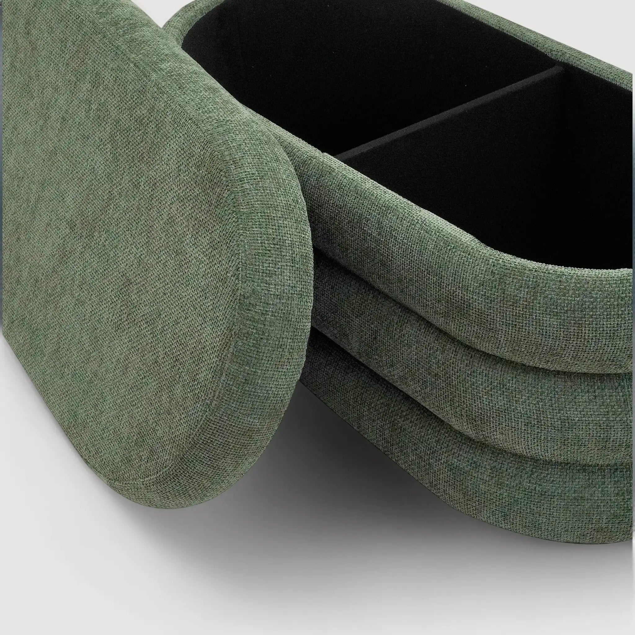 Zeytin - Pouf contenitore ovale verde scuro per salotto
