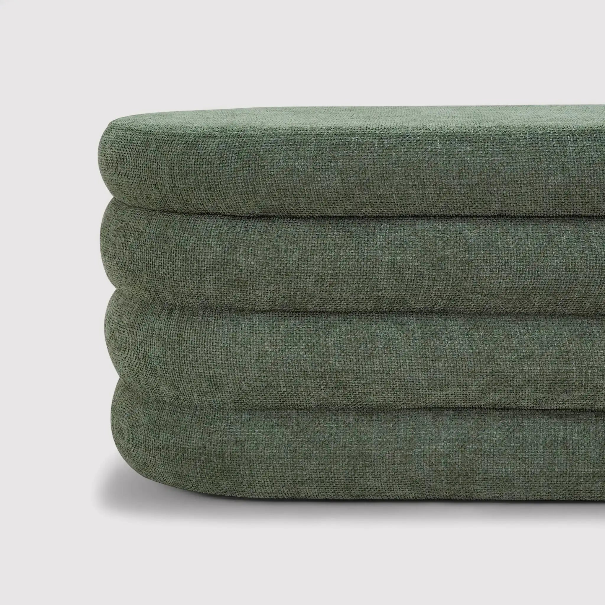 Zeytin - Pouf contenitore ovale verde scuro per salotto