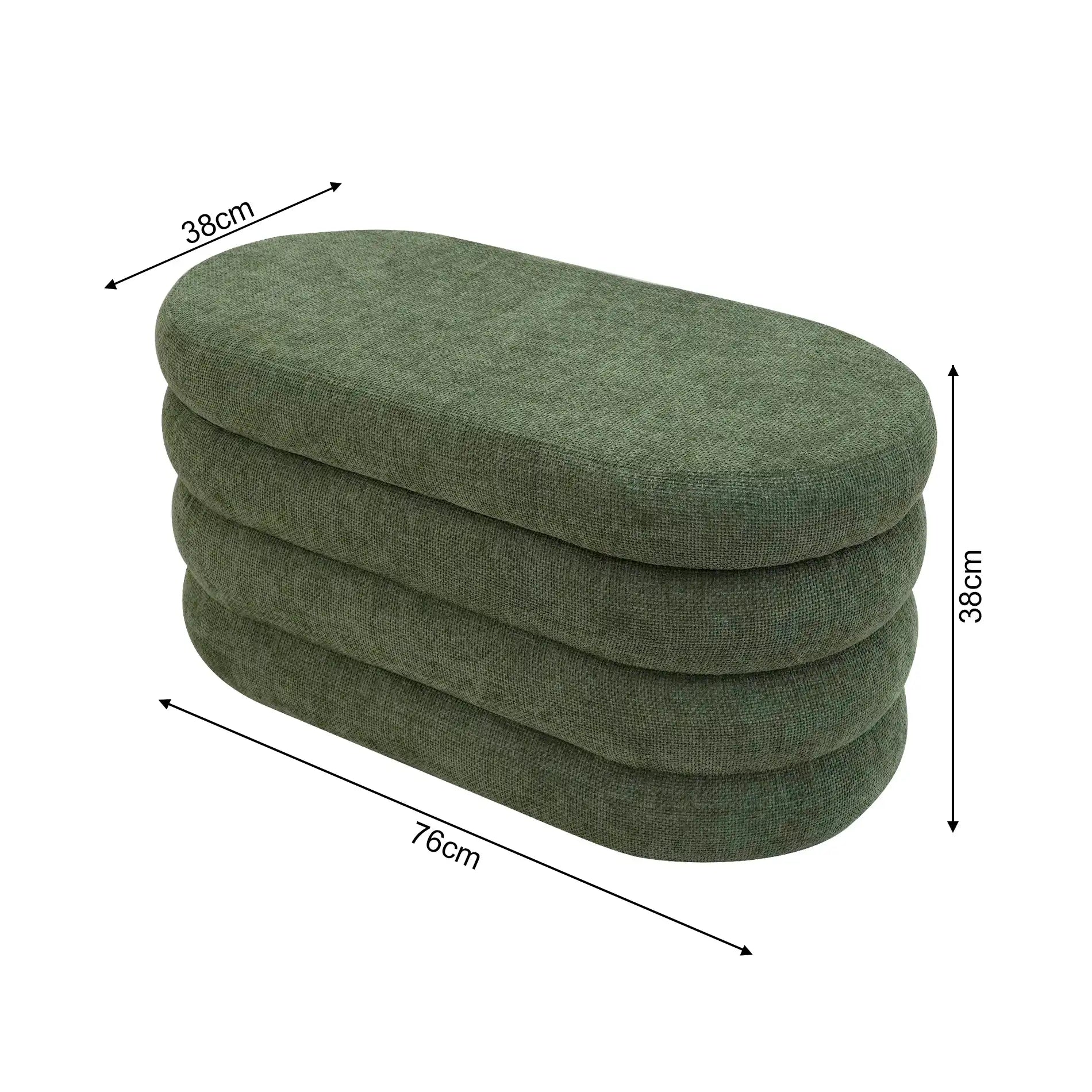 Zeytin - Pouf contenitore ovale verde scuro per salotto