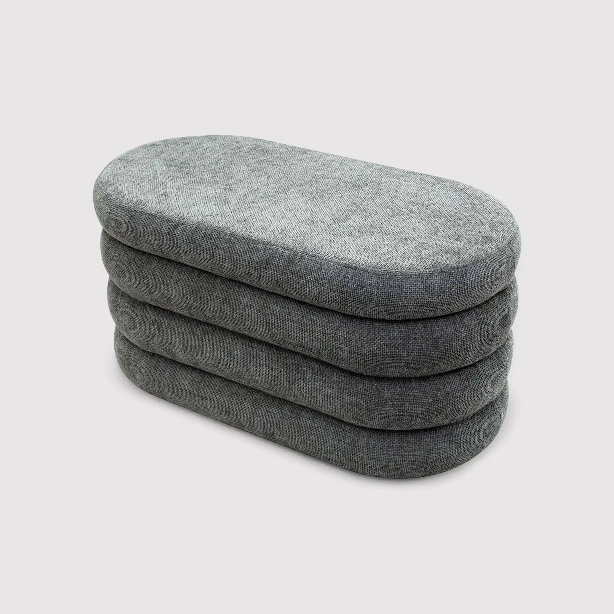 Fagus - Pouf baule ovale grigio in stile moderno