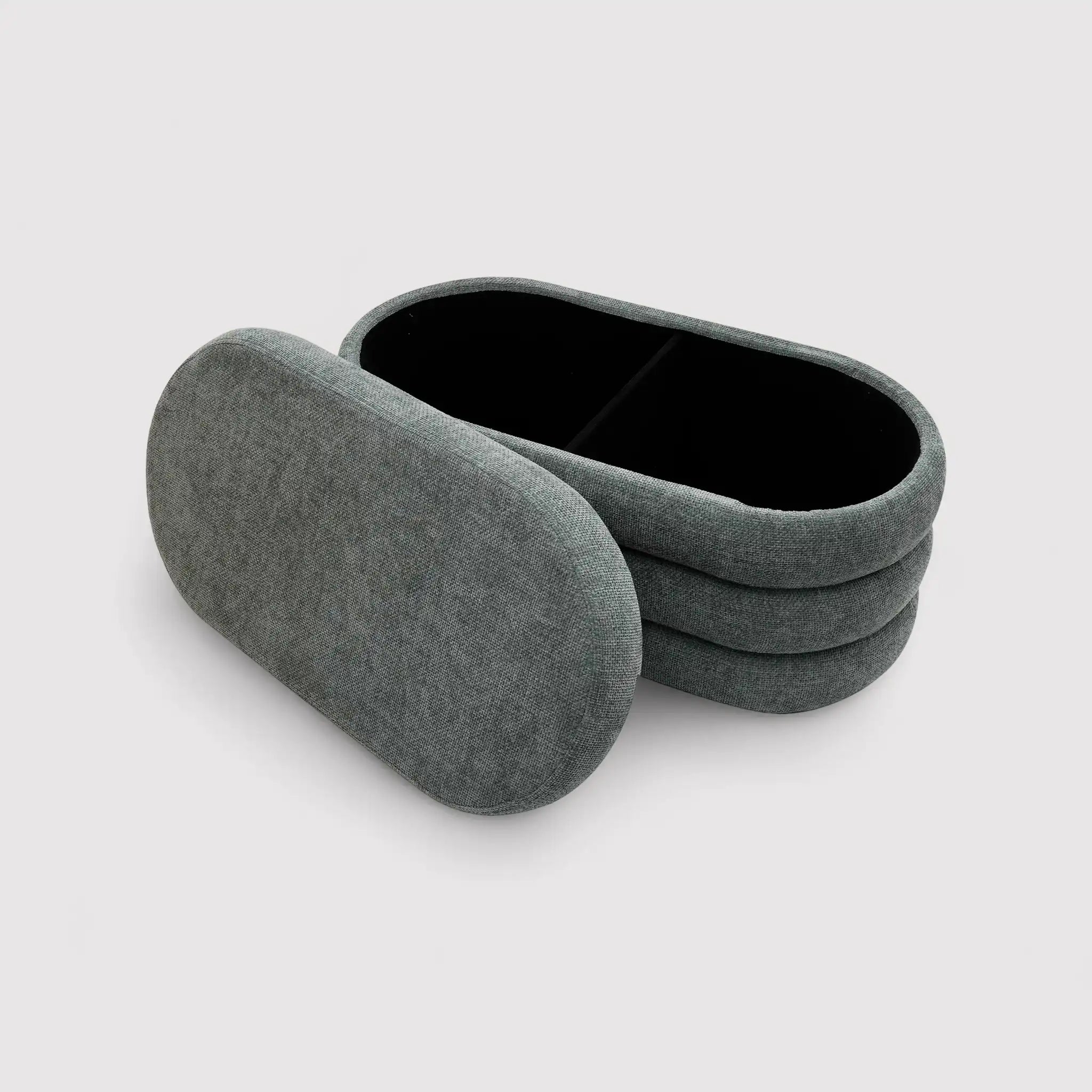Fagus - Pouf baule ovale grigio in stile moderno
