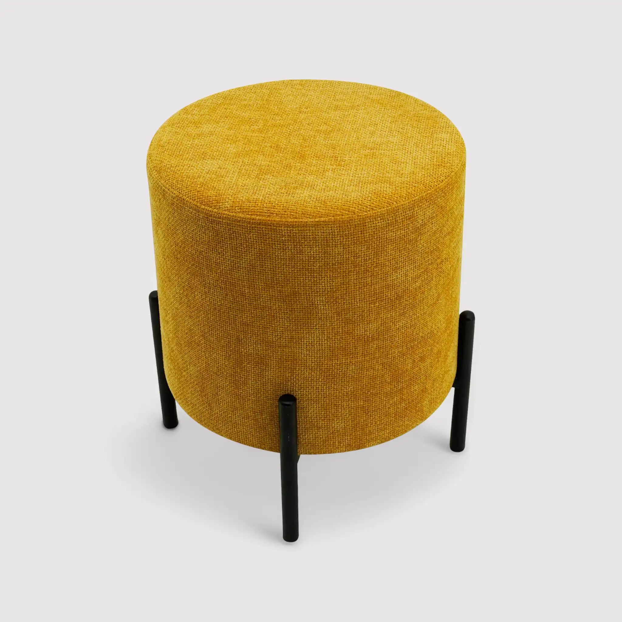 Cerro - Pouf sgabello giallo senape con piedi in acciaio