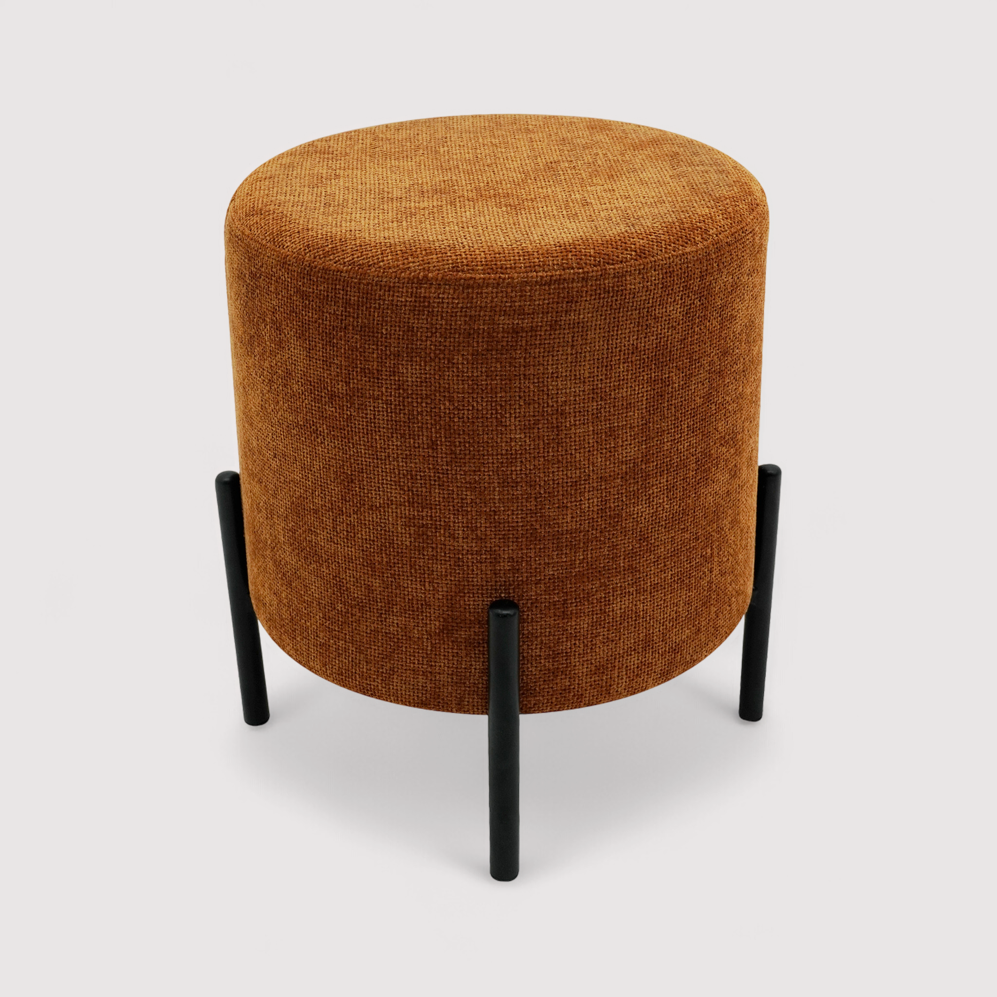 Semal - Runder dunkelorangener Pouf im modernen Stil