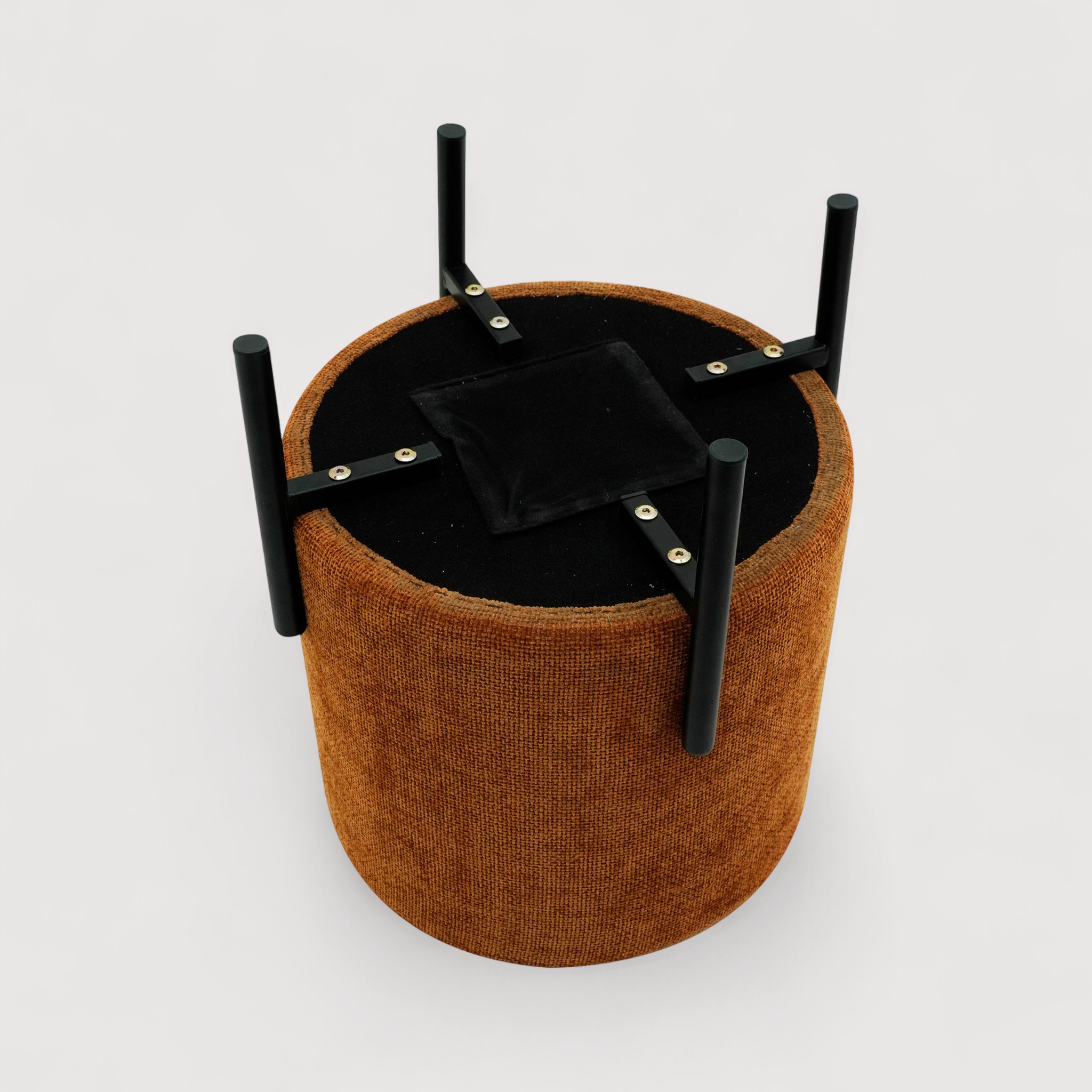 Semal - Runder dunkelorangener Pouf im modernen Stil