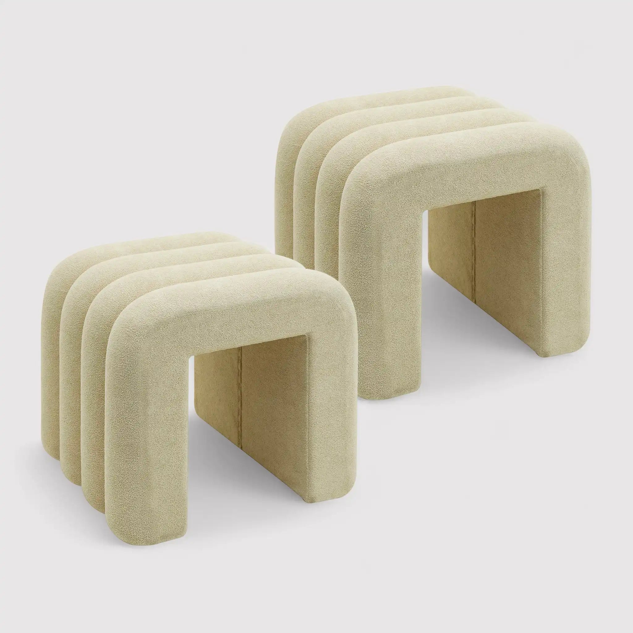 Nikau - Set 2 pouf poggiapiedi beige in stile moderno