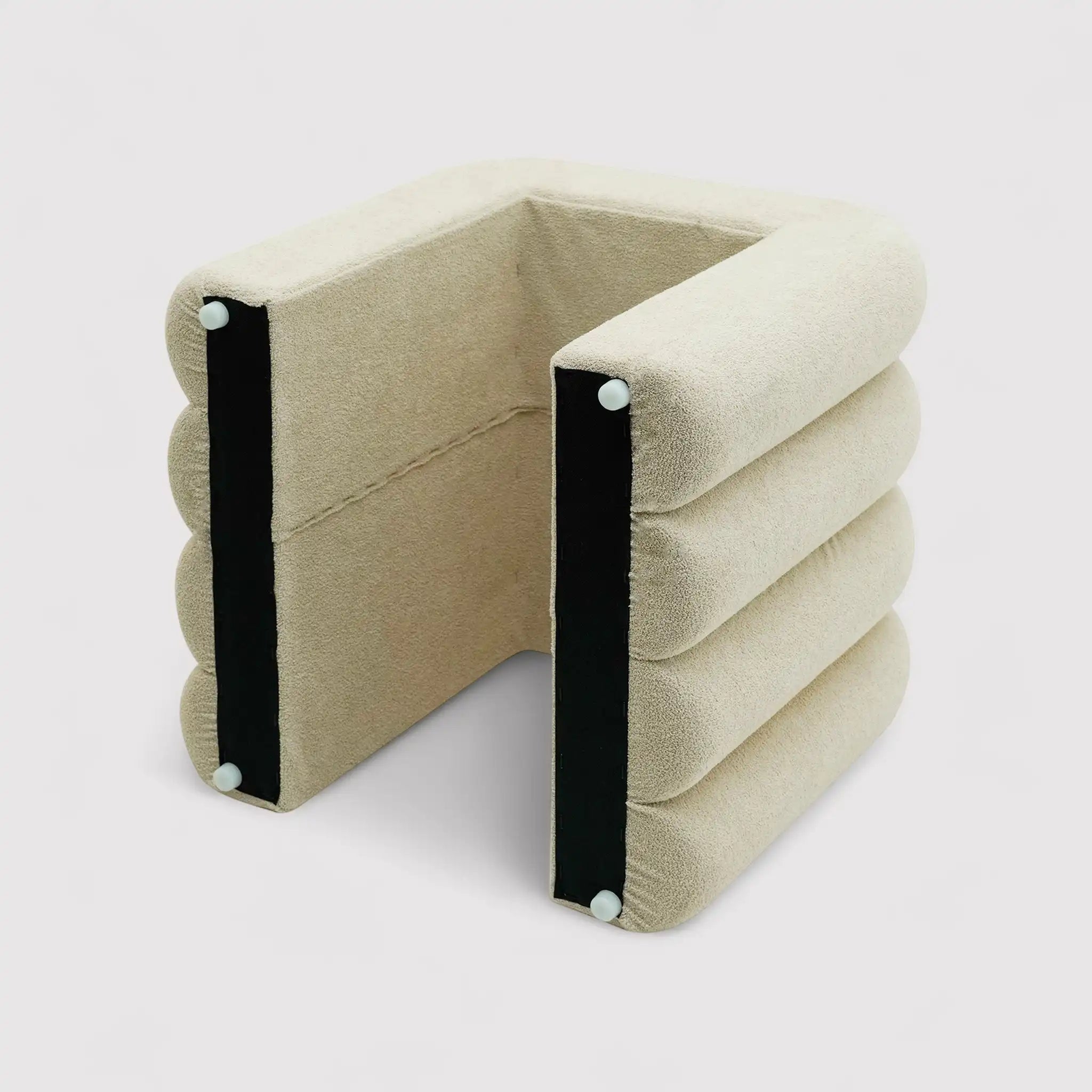 Nikau - Set 2 pouf poggiapiedi beige in stile moderno