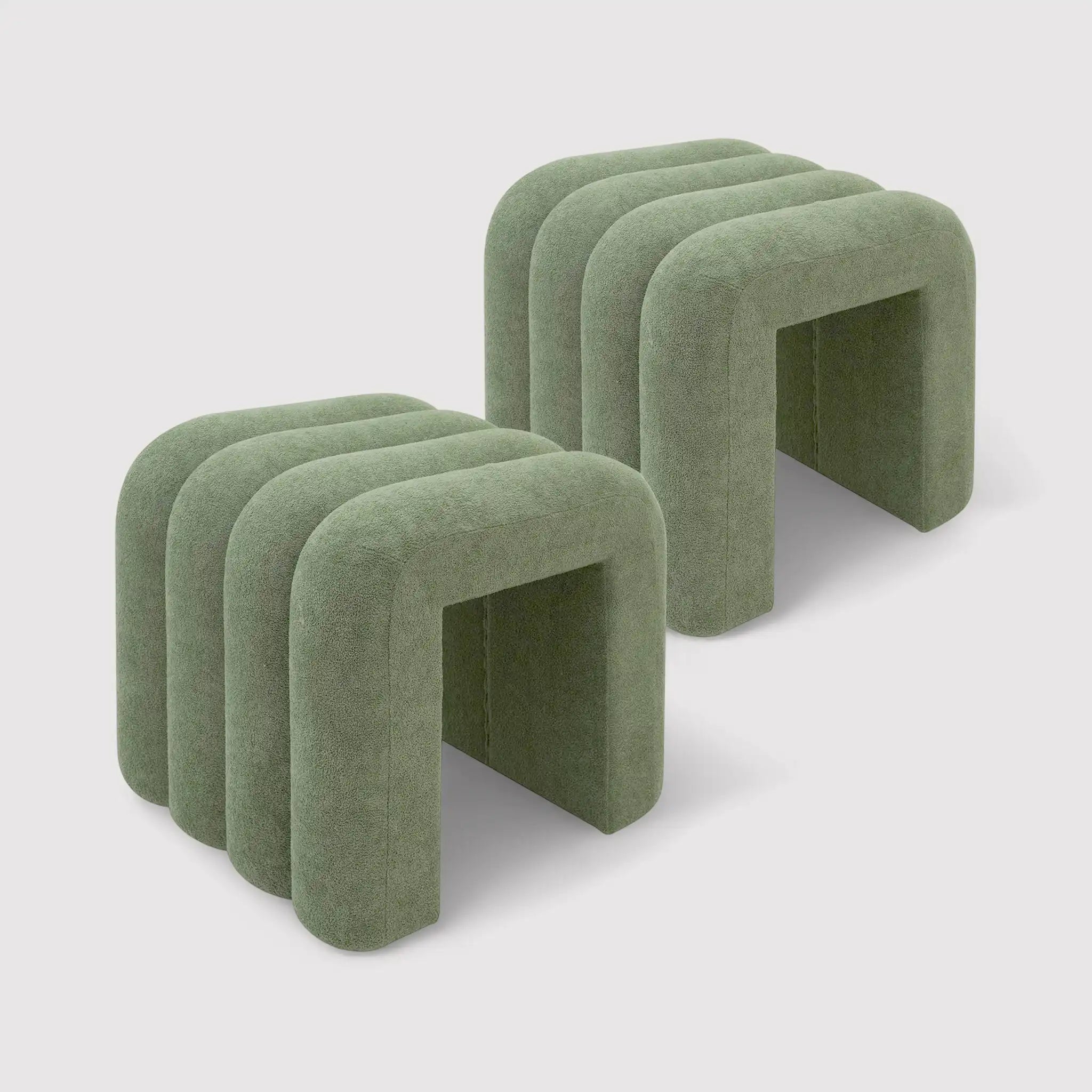 Bamya - Set 2 pouf decorativi di design verde scuro