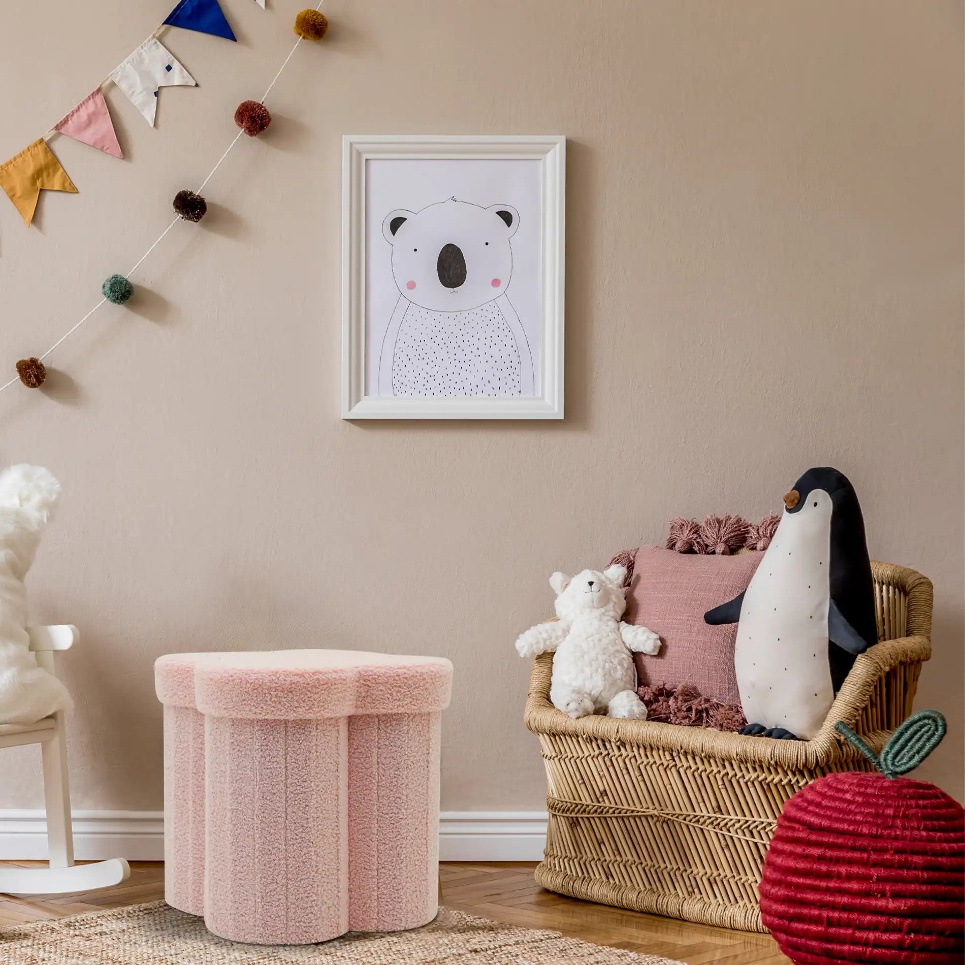 Hermal - Pouf rosa contenitore pieghevole per cameretta