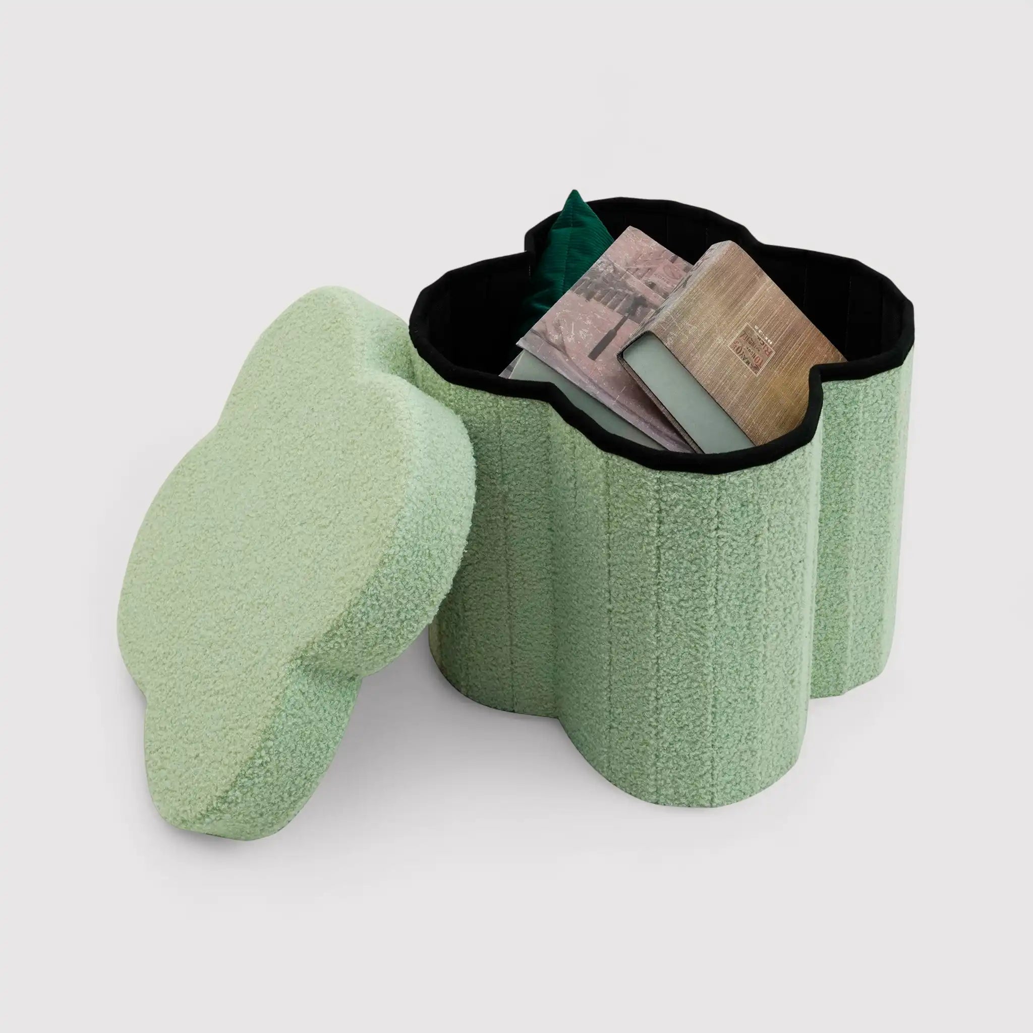 Carob - Pouf pieghevole contenitore verde a tema nuvola