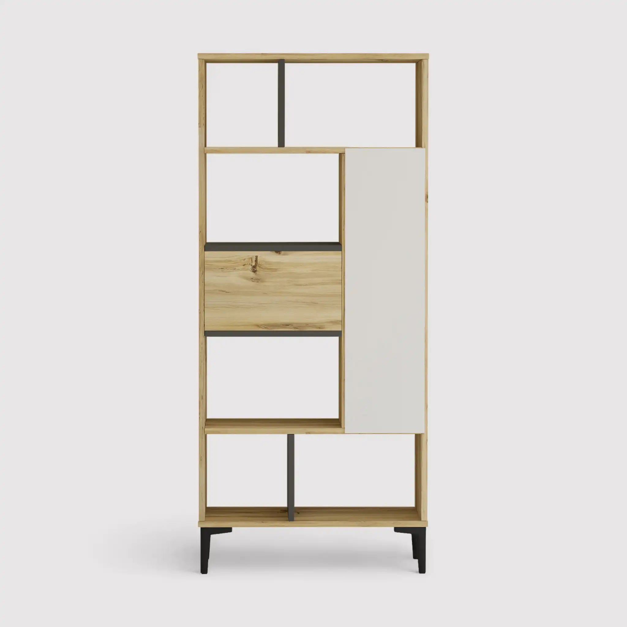 Kanak - Libreria moderna con 7 scomparti aperti e 1 vano