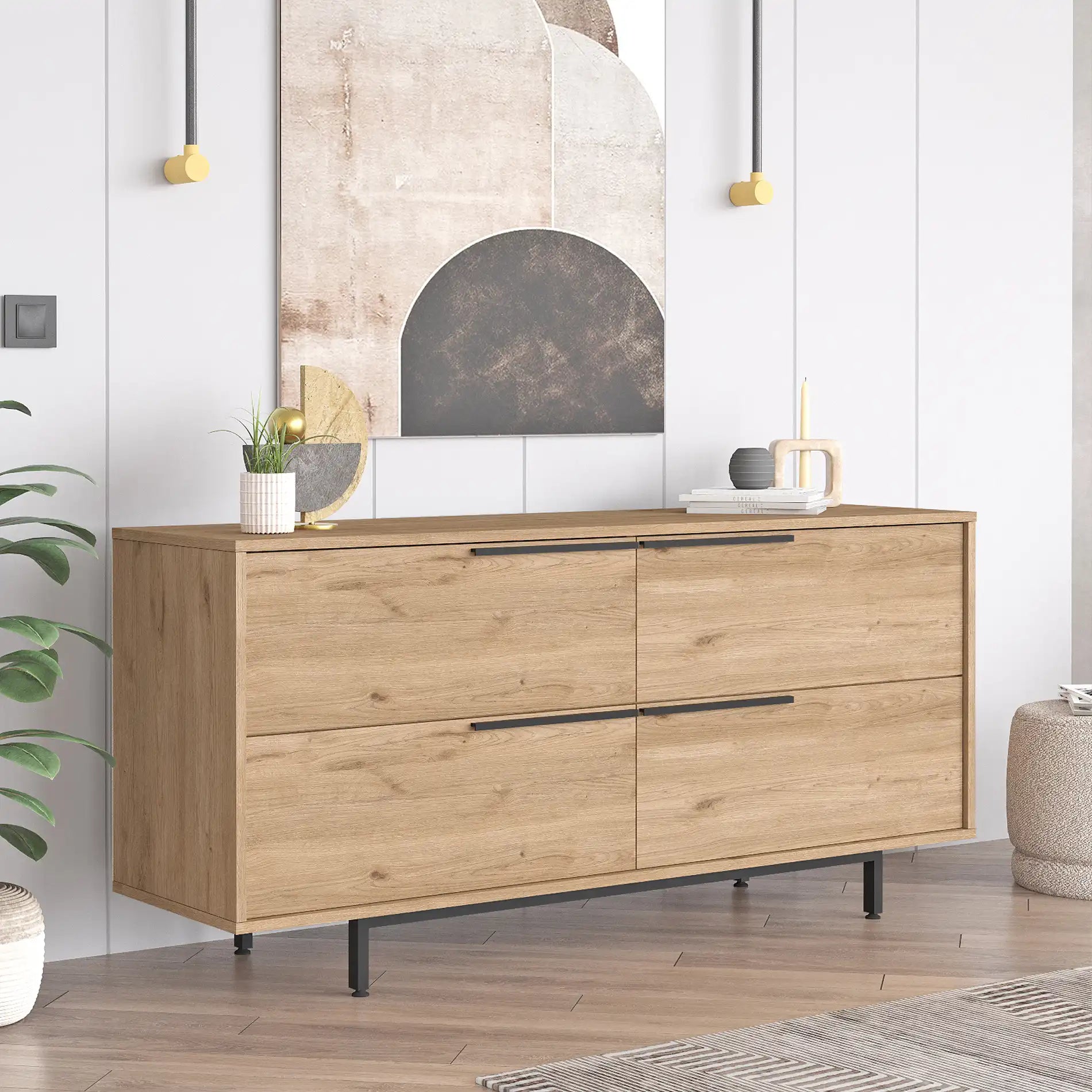 Badam - Modern entrance sideboard with 4 compartments