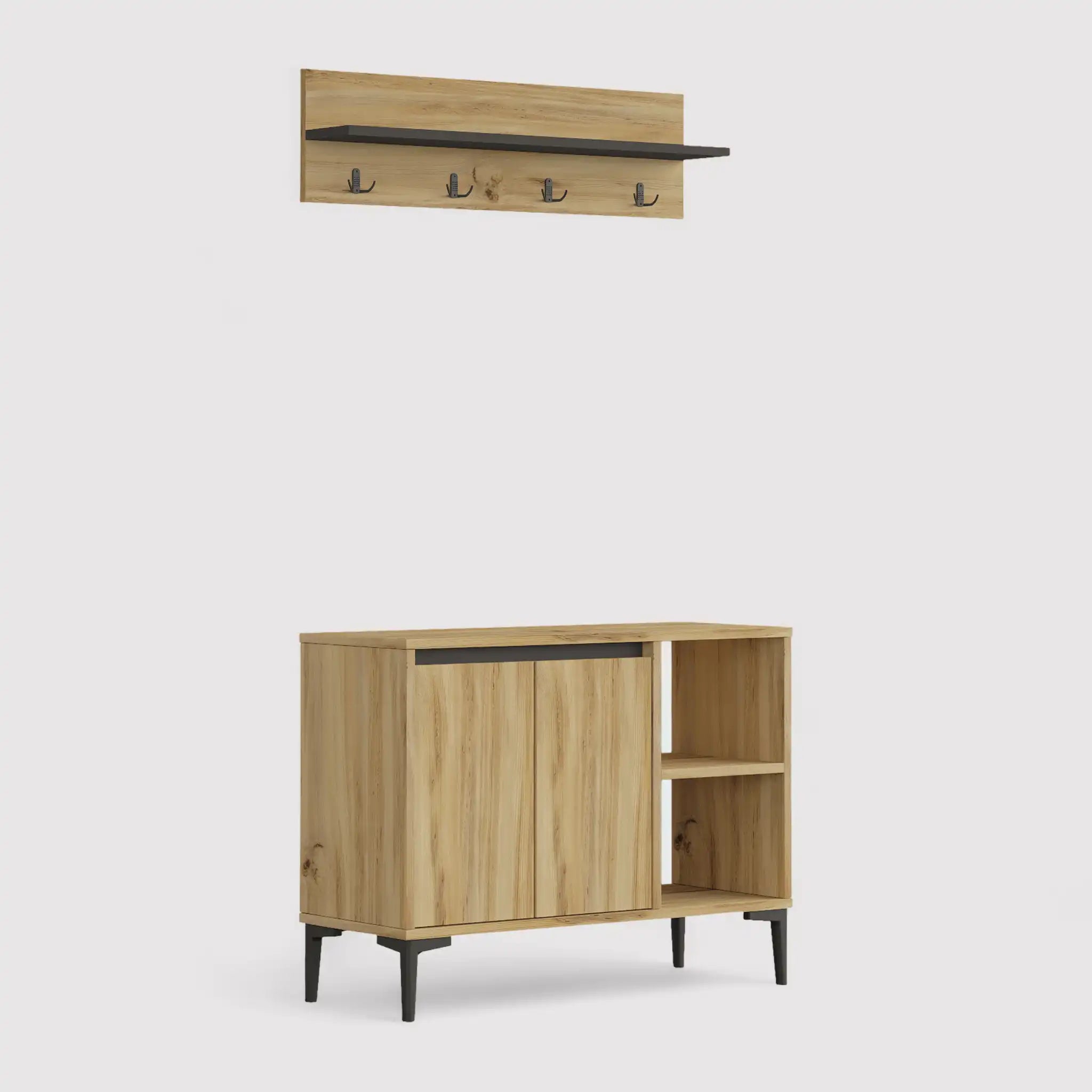 Roka - Set scarpiera da ingresso con attaccapanni da parete