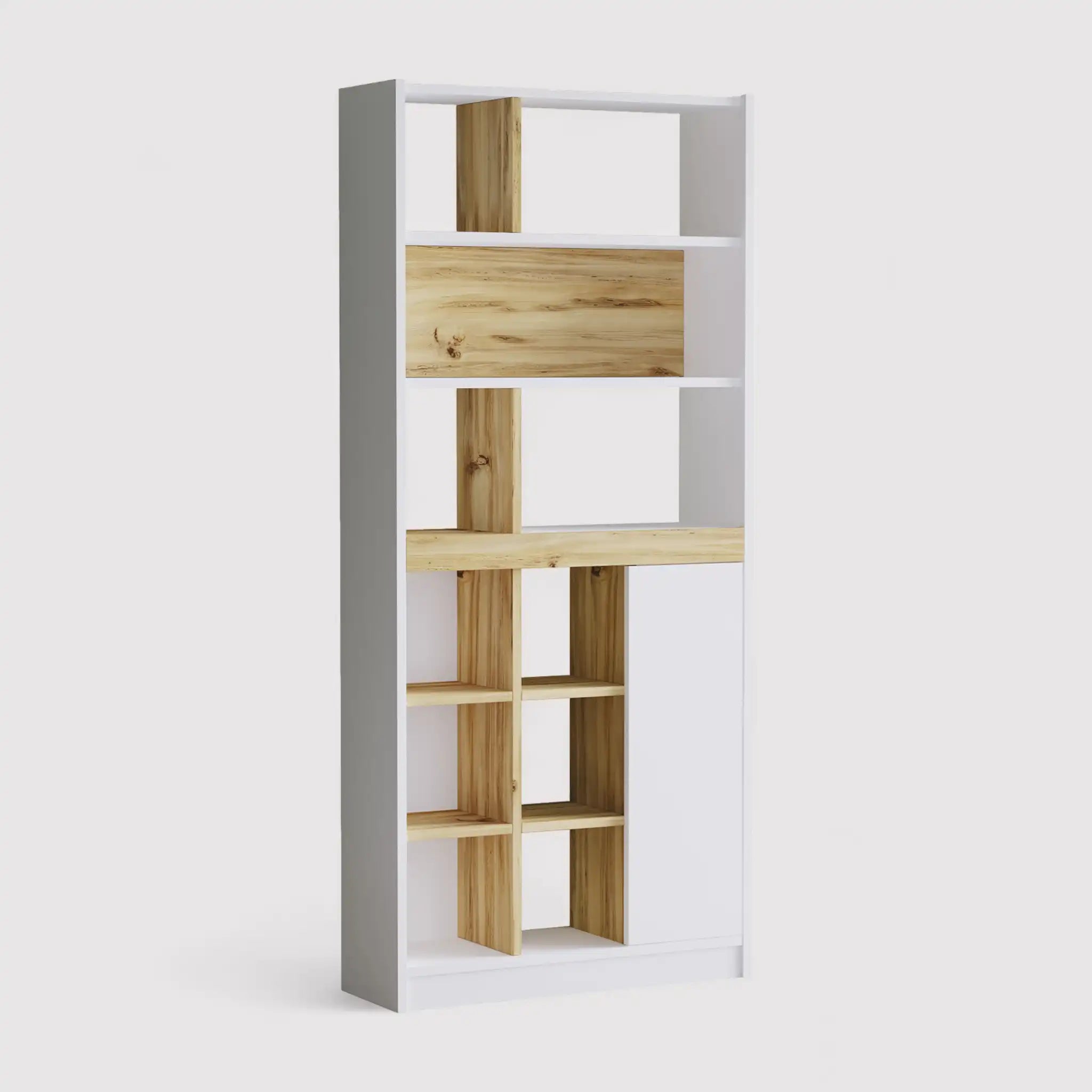 Balal - Libreria autoportante bianca con 12 scomparti