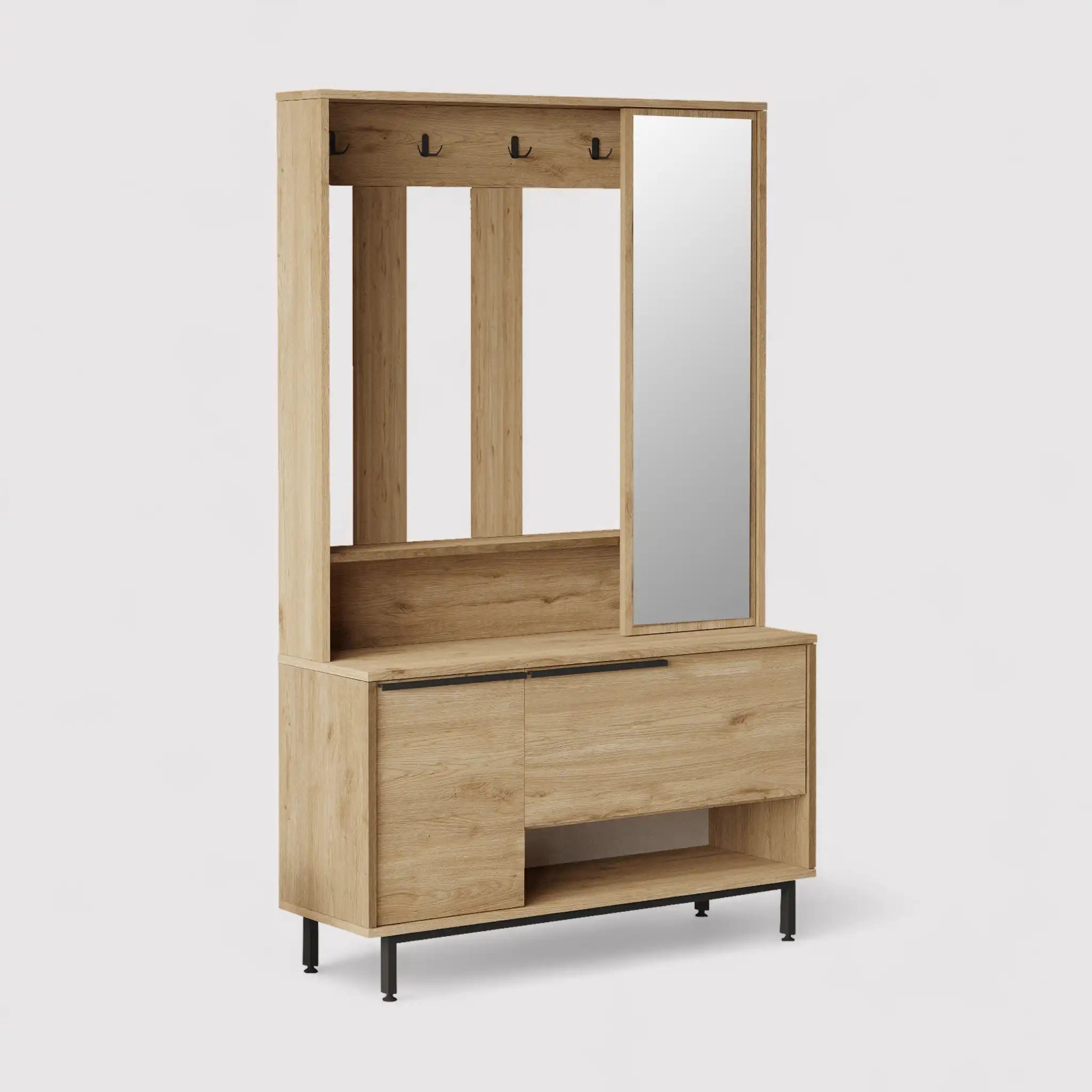 Giloy - Mobile da ingresso moderno con appendiabiti e specchio