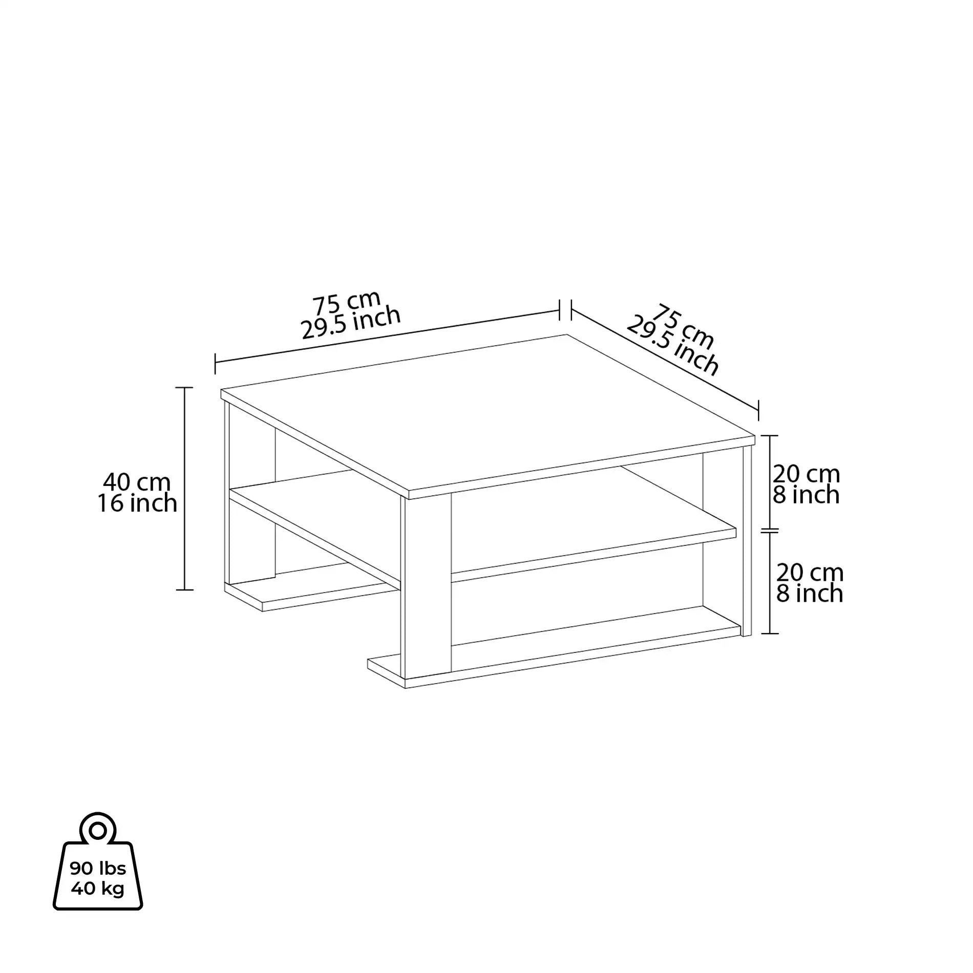 Kabak - Tavolino basso quadrato per salotto moderno