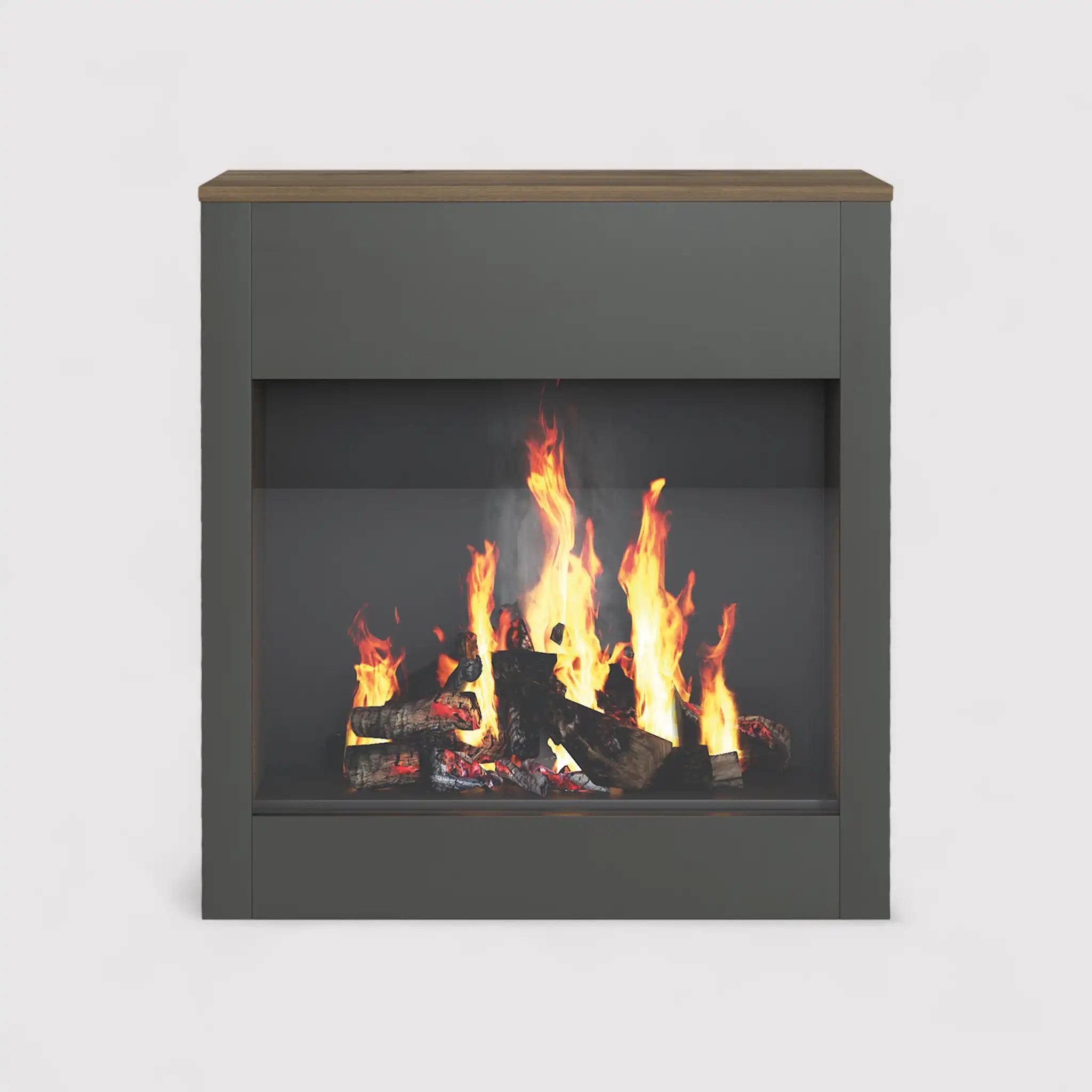 Amapa - Finto camino con fiamma decorativa a led grigio e marrone