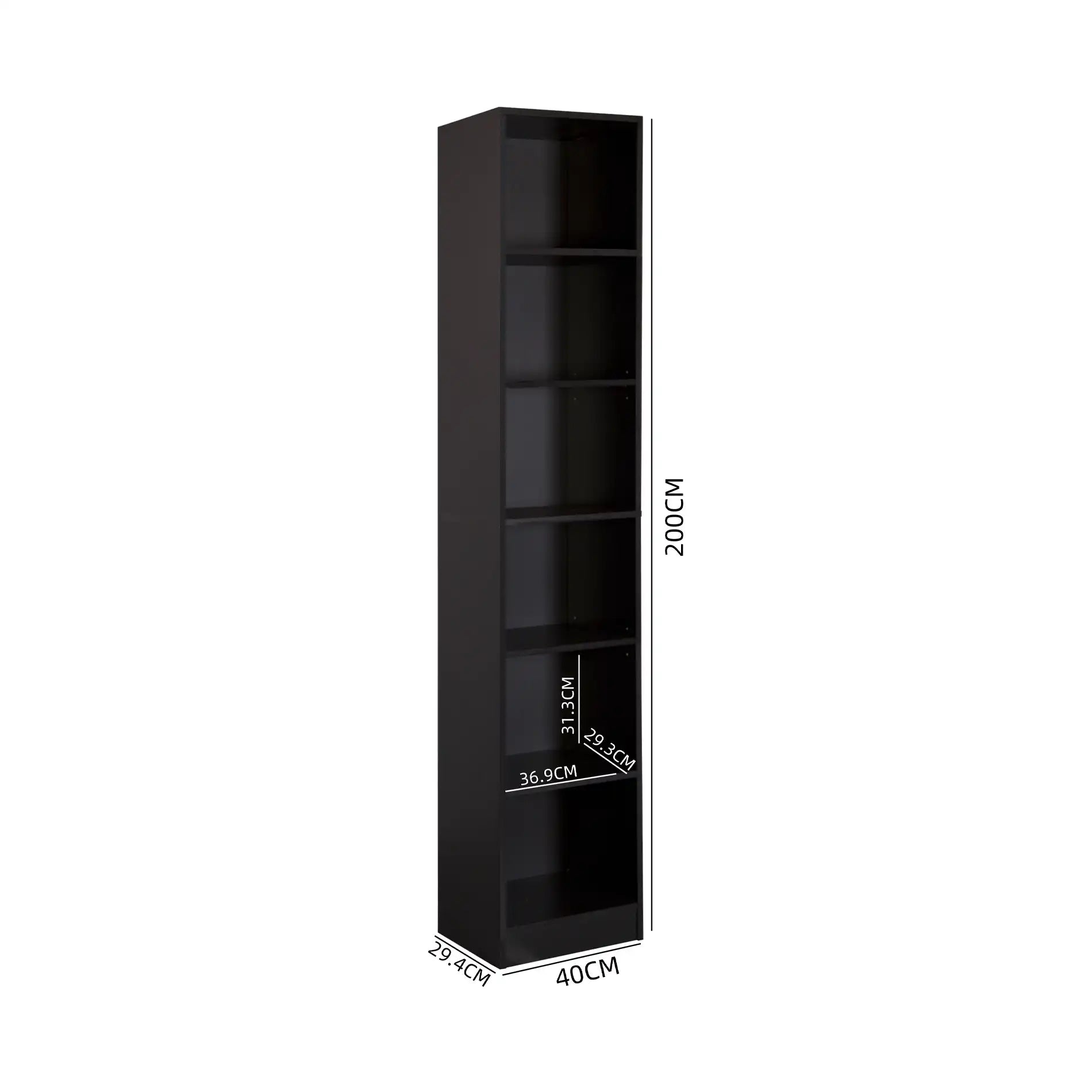 Suyuk - Libreria slim salvaspazio nera con 10 scaffali