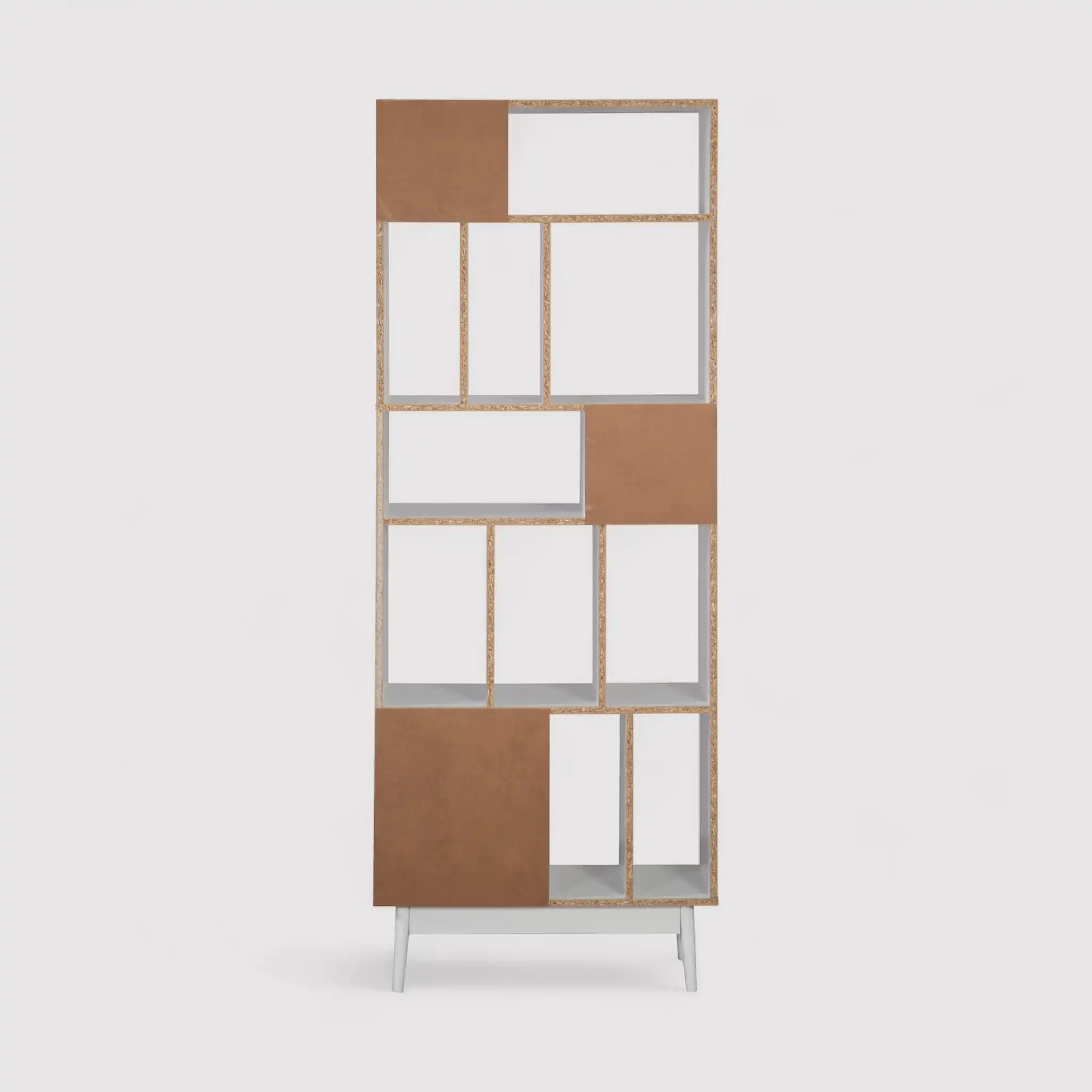 Mawar - Libreria design alta bianca con 5 ripiani e 13 vani