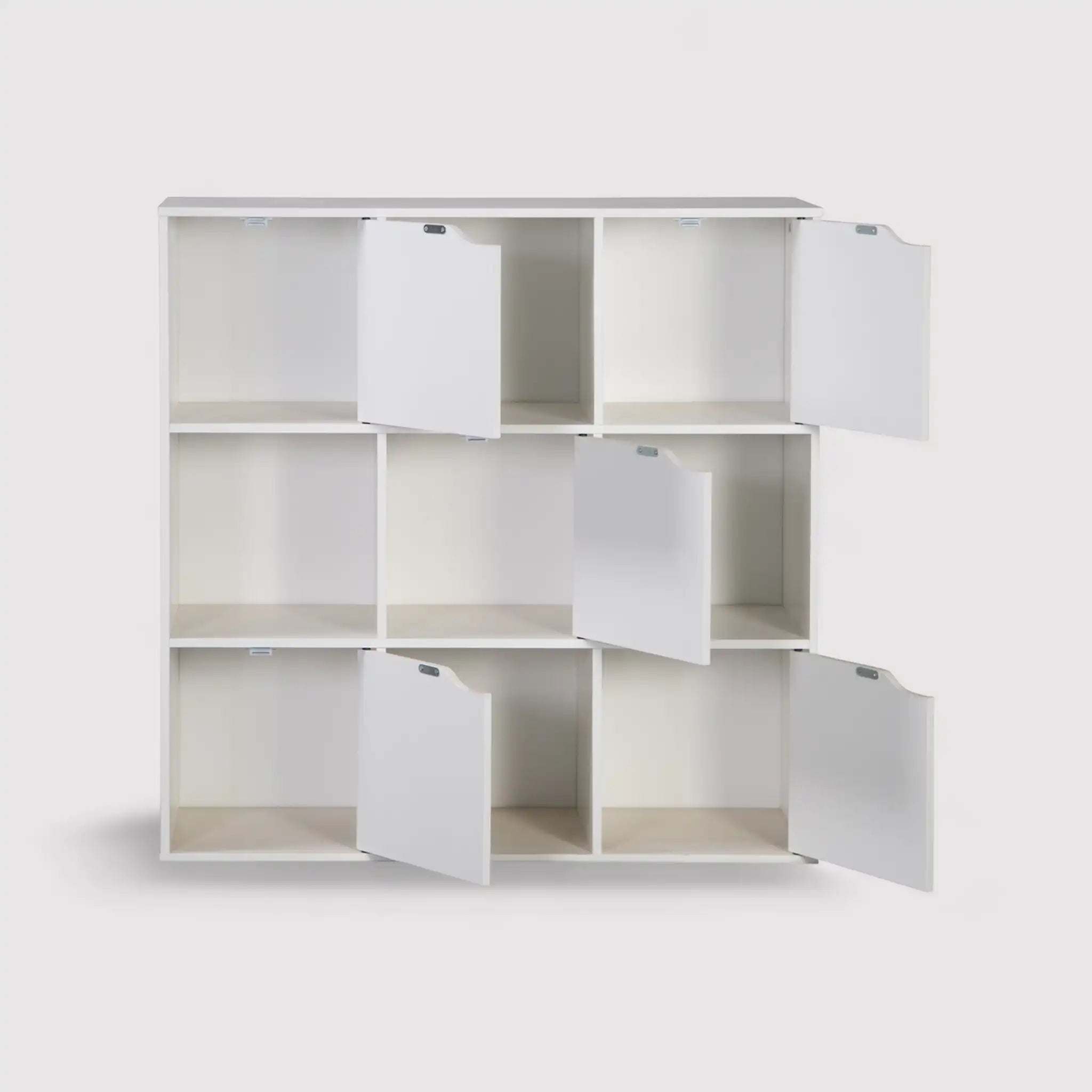 Vesparia - Libreria quadrata bianca da terra con 9 vani
