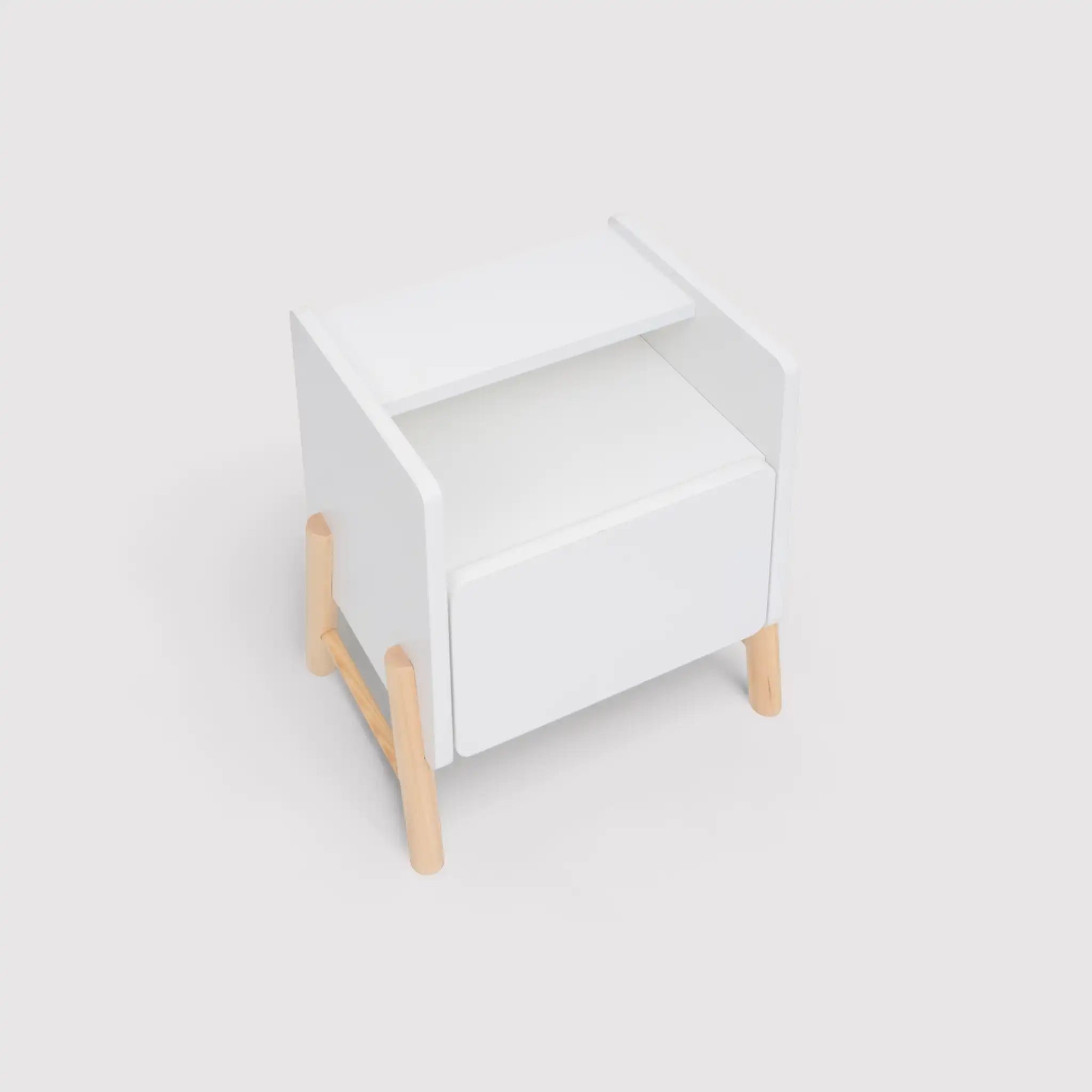 Kelen - Comodino bianco per bambini con 2 ripiani e 1 cassetto