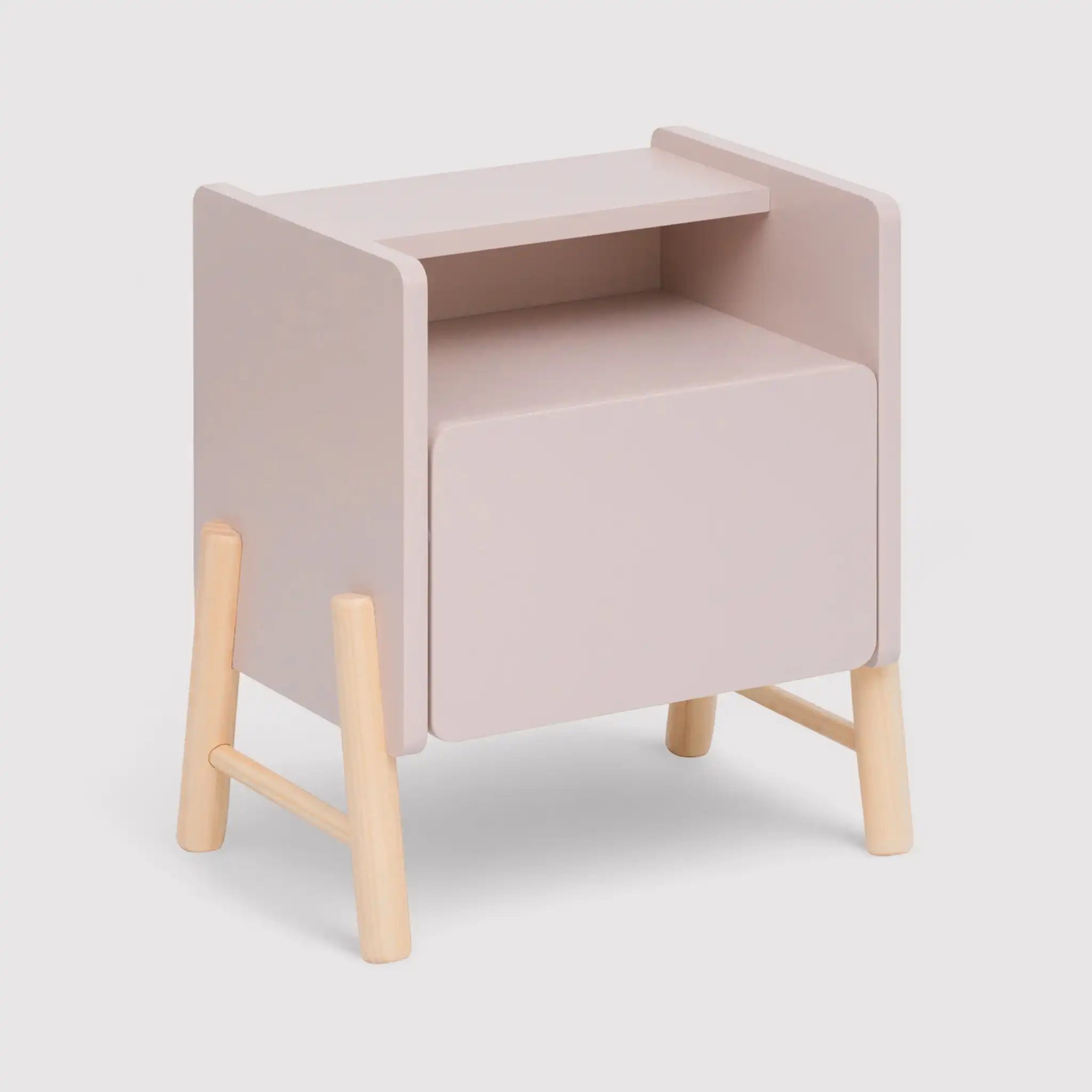 Rasam - Comodino rosa con 2 ripiani e 1 cassetto per camerette