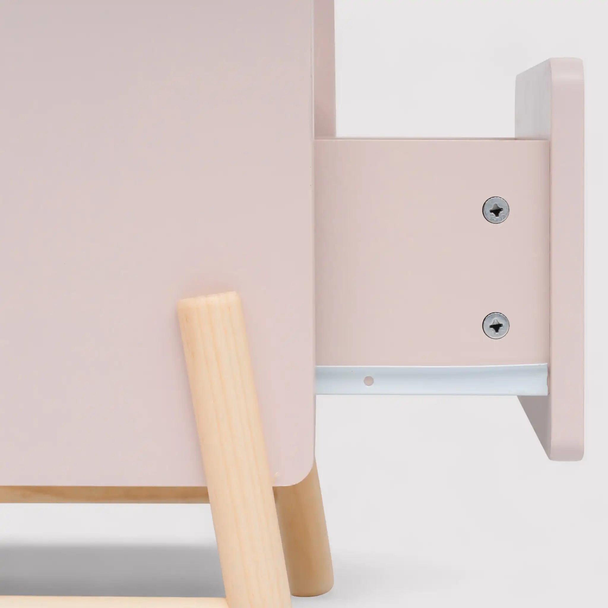 Rasam - Comodino rosa con 2 ripiani e 1 cassetto per camerette