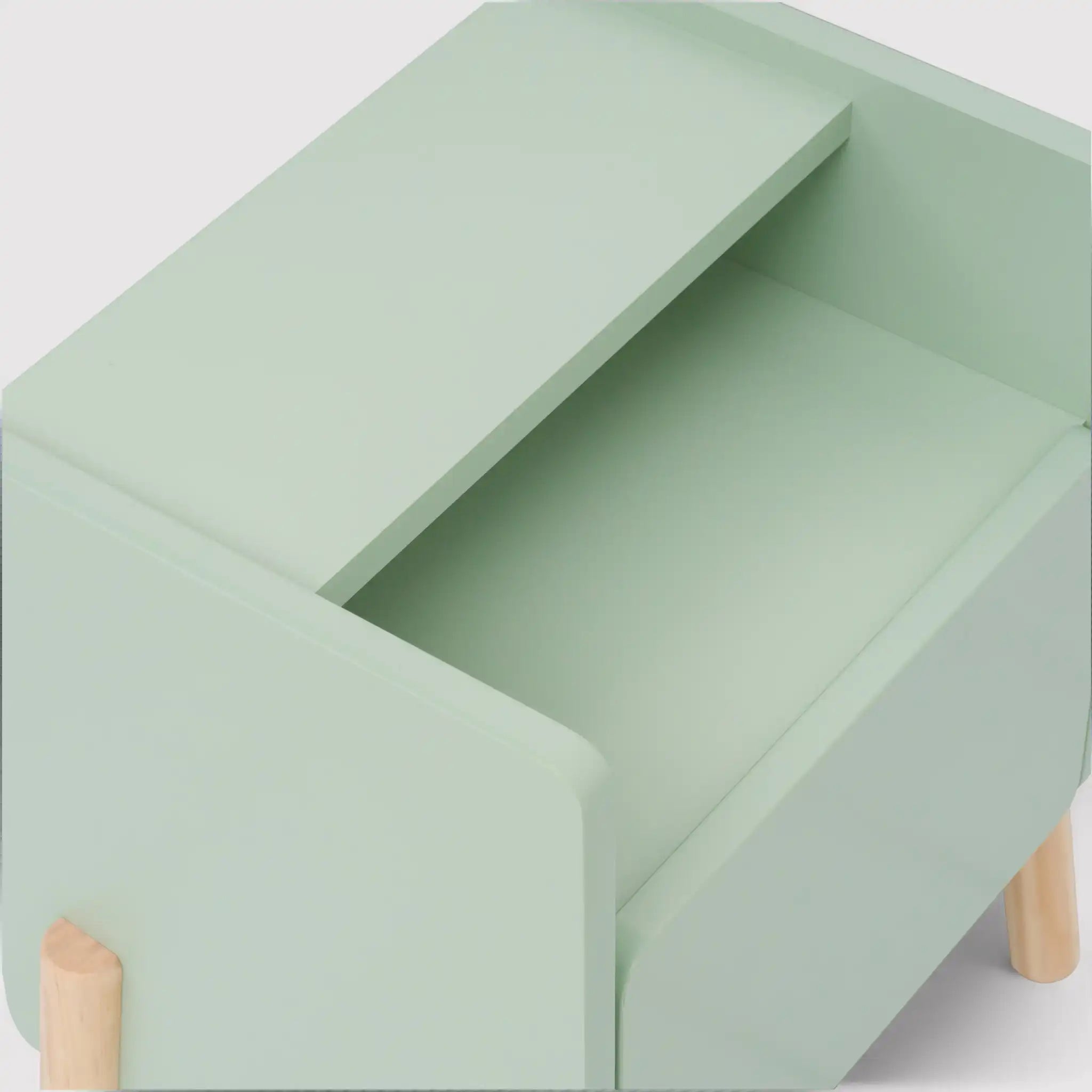 Adrak - Comodino verde acqua per bambini con 1 cassetto e 2 ripiani