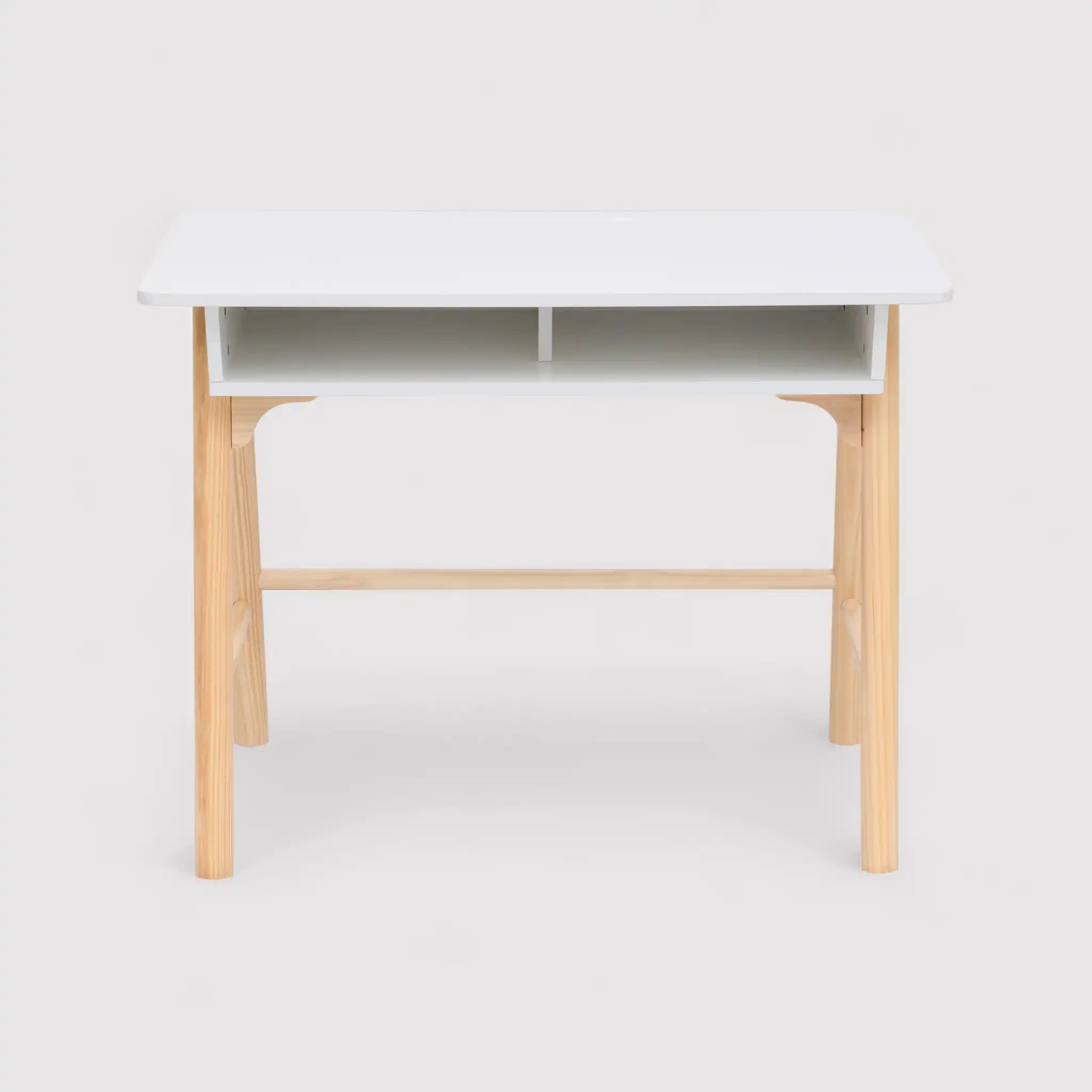 Meryta - Scrivania bianca montessoriana per cameretta con vano