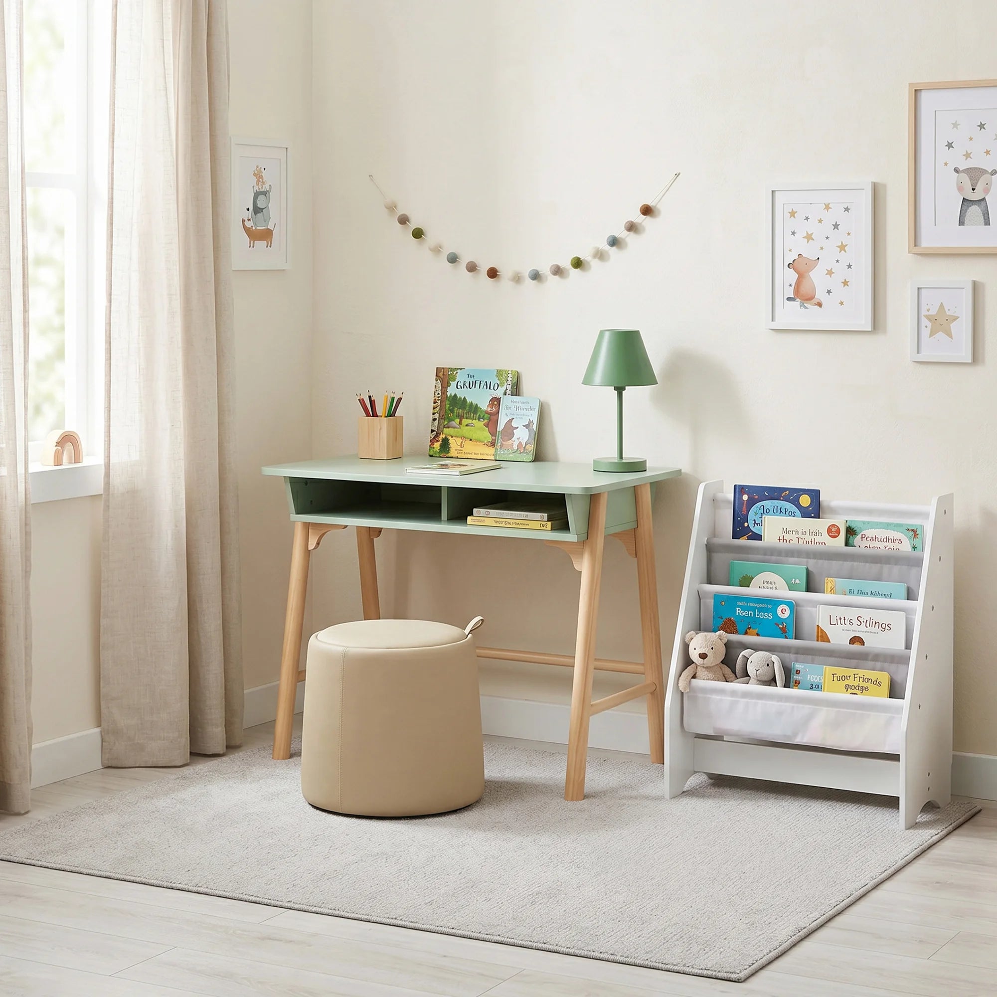 Luan - Scrivania Montessori verde acqua in stile scandinavo