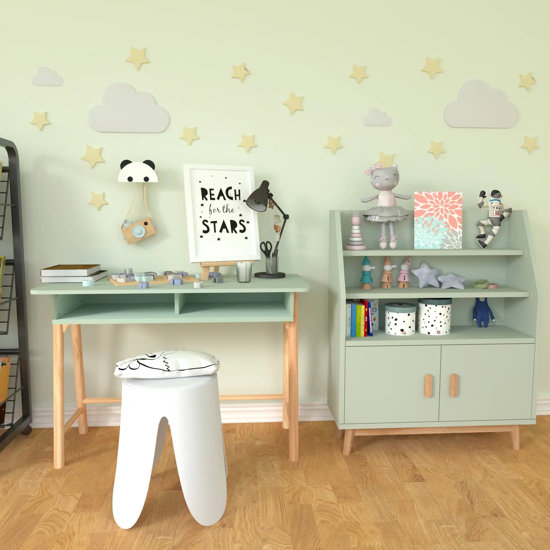 Luan - Scrivania Montessori verde acqua in stile scandinavo