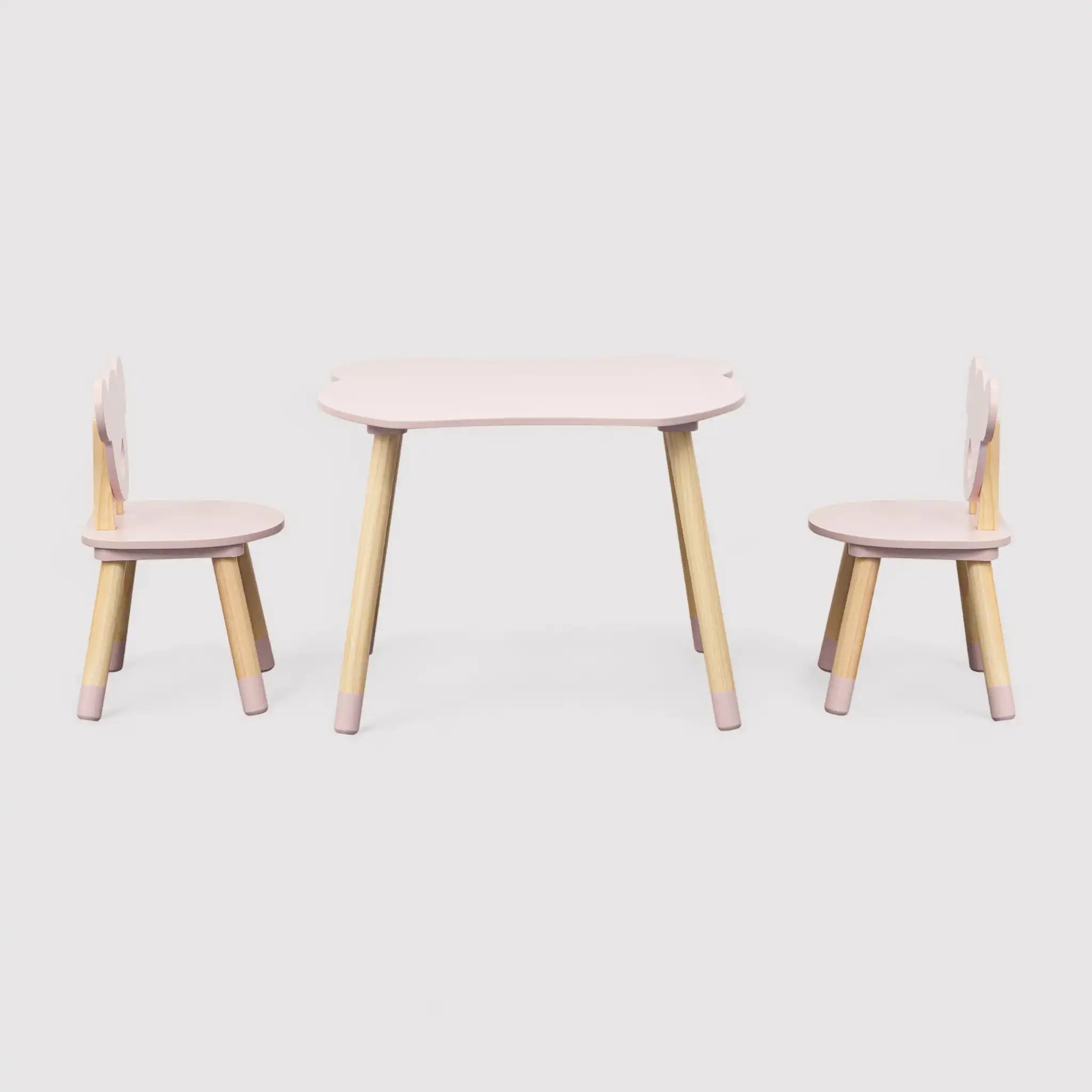 Sika - Tavolino con 2 seggiole per bambini rosa e marrone