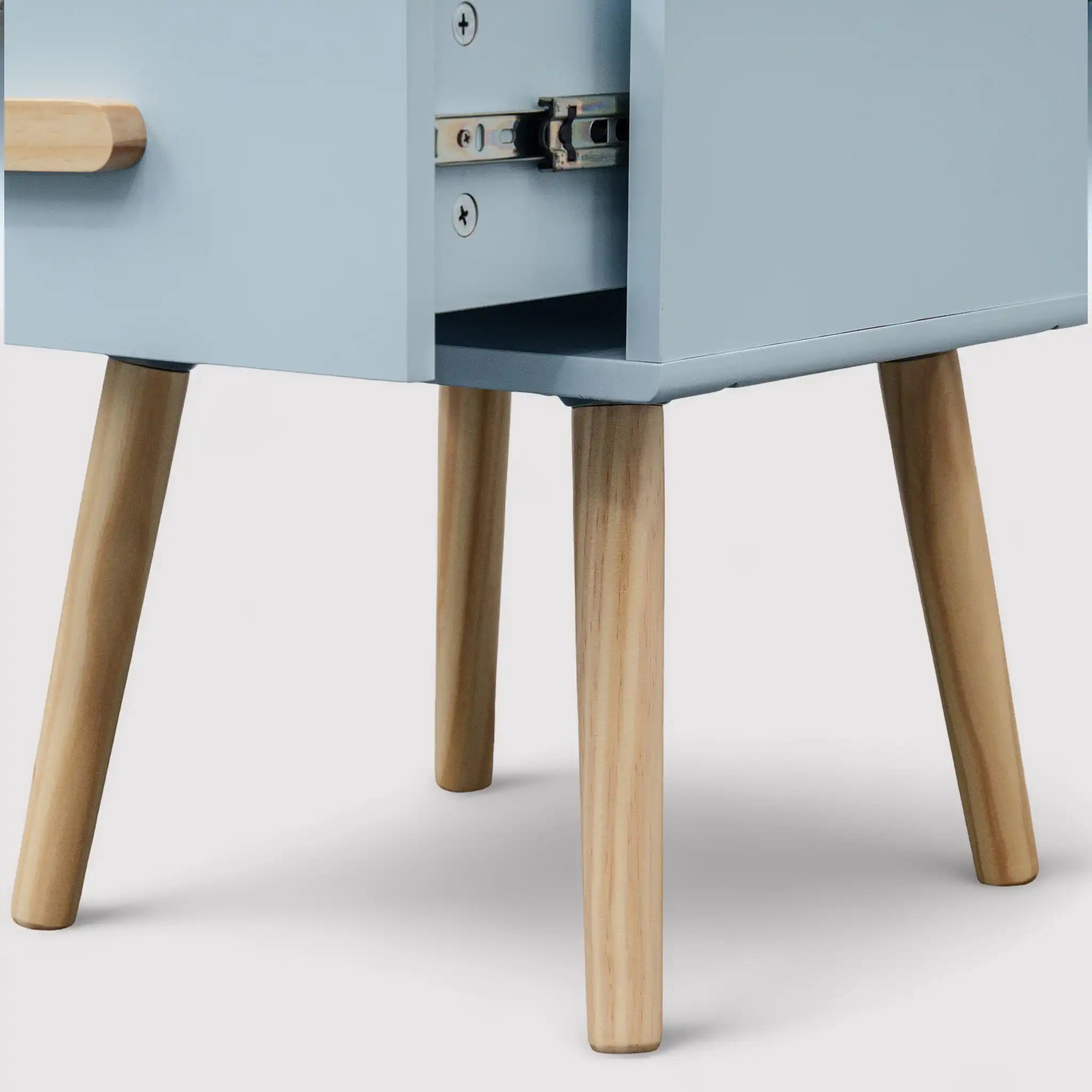 Tazart - Comodino scandinavo celeste e marrone per cameretta bimbi