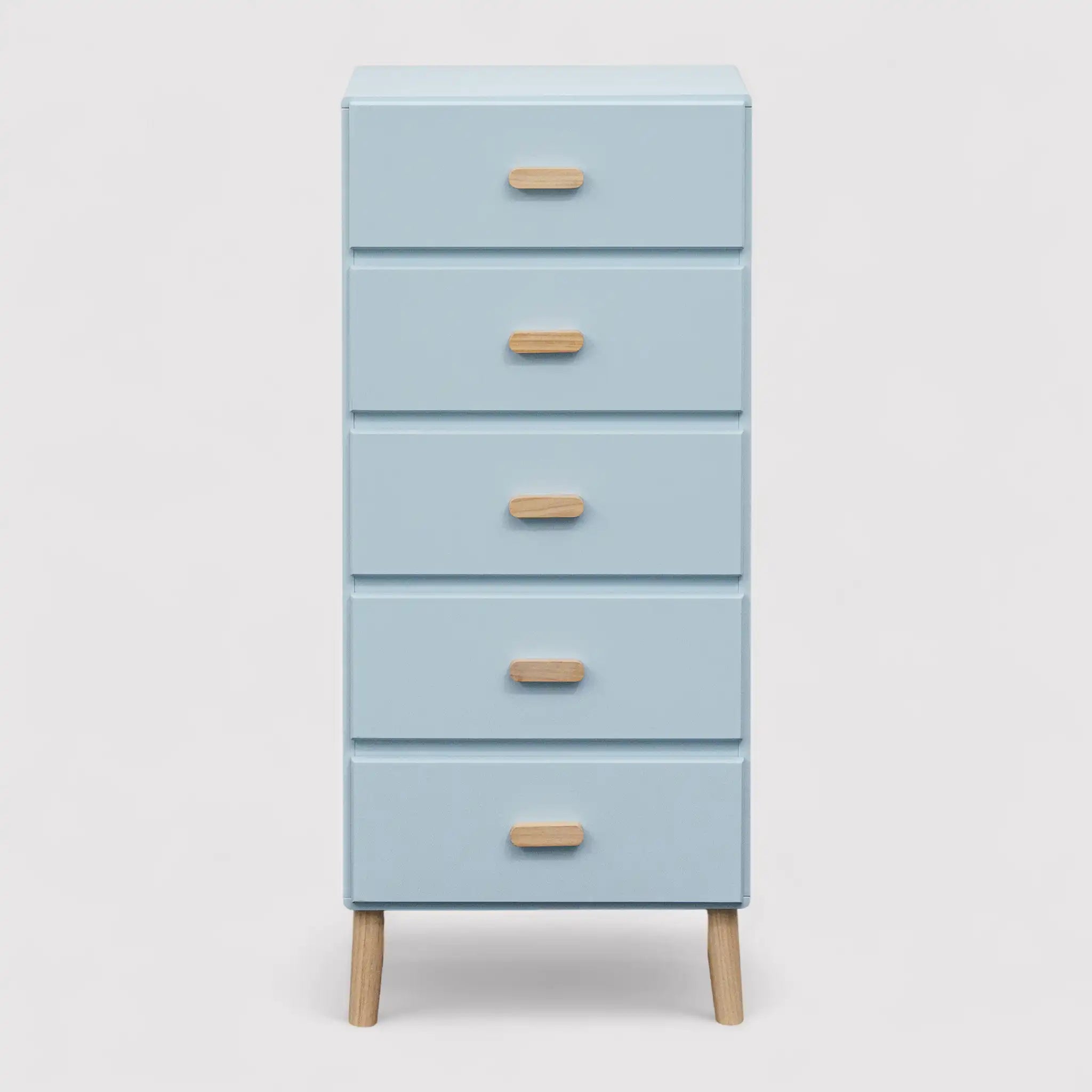 Kuro - Cassettiera per cameretta celeste con 5 cassetti