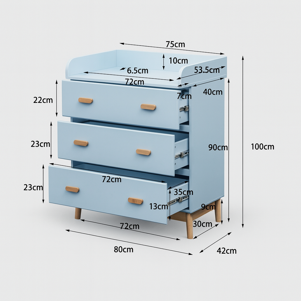 Deble - Cambiador cómodas celeste para habitación infantil