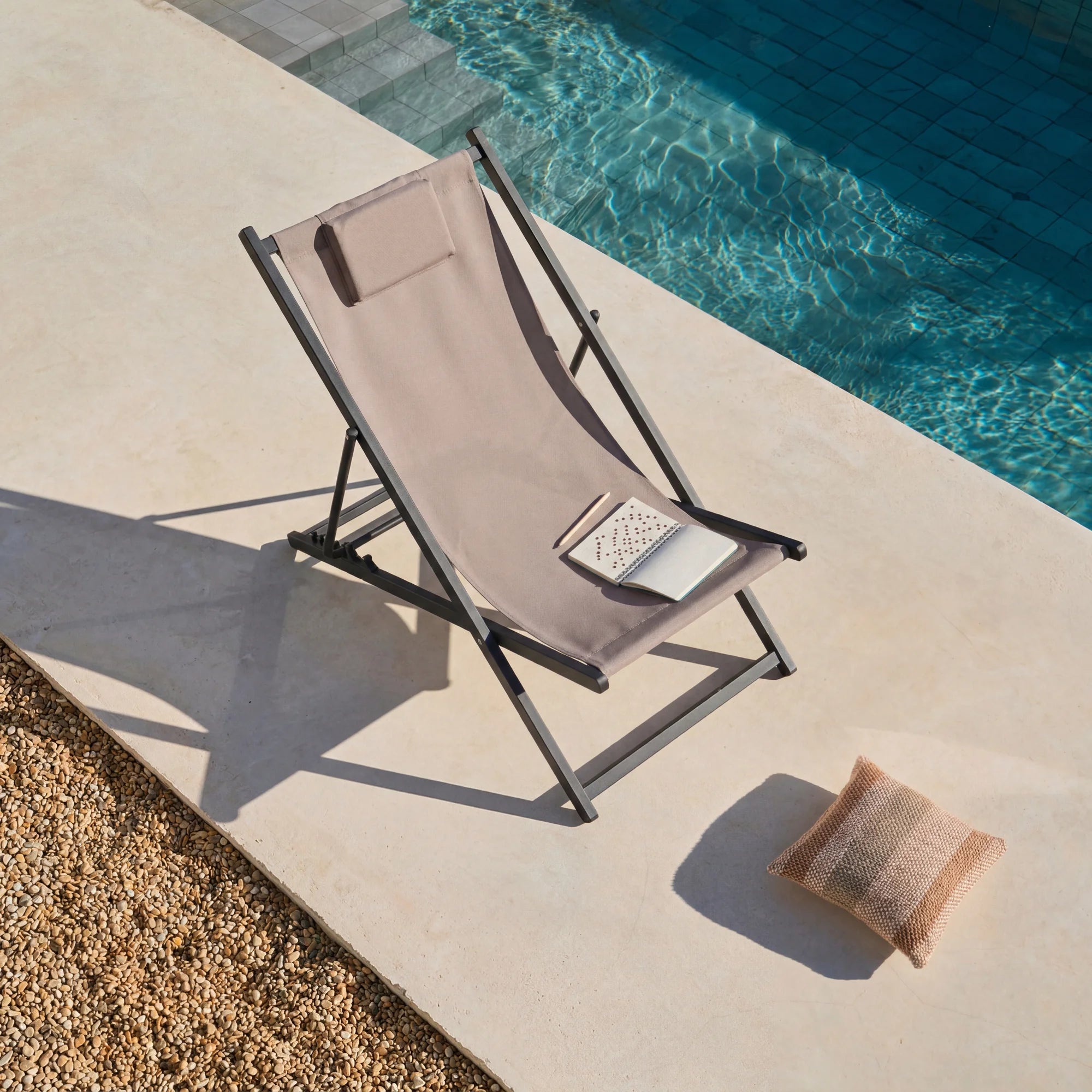 Sarson - Sedia sdraio da campeggio beige reclinabile