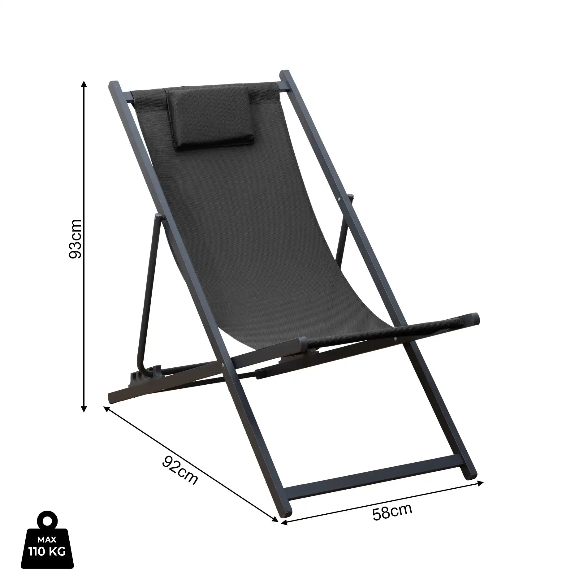 Atis - Sedia da esterno pieghevole grigio scuro