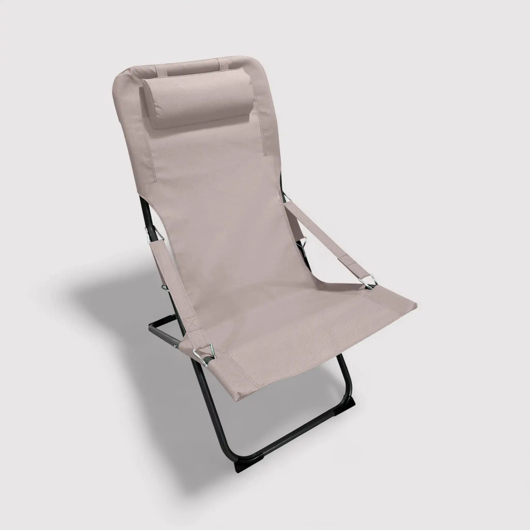 Tamatin - Sedia reclinabile beige da esterno con braccioli