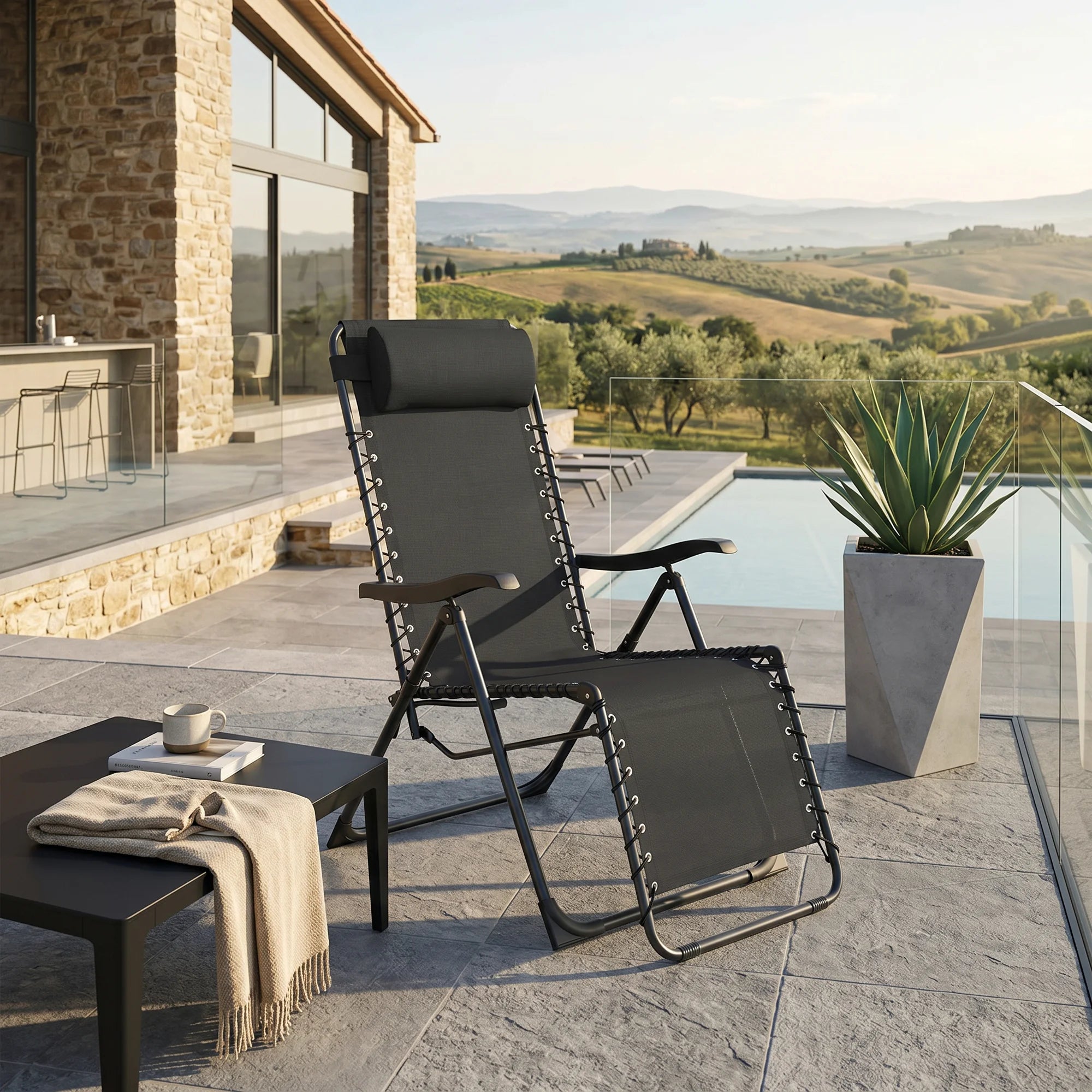 Cherymoya - Sdraio relax gravità zero grigia per giardino