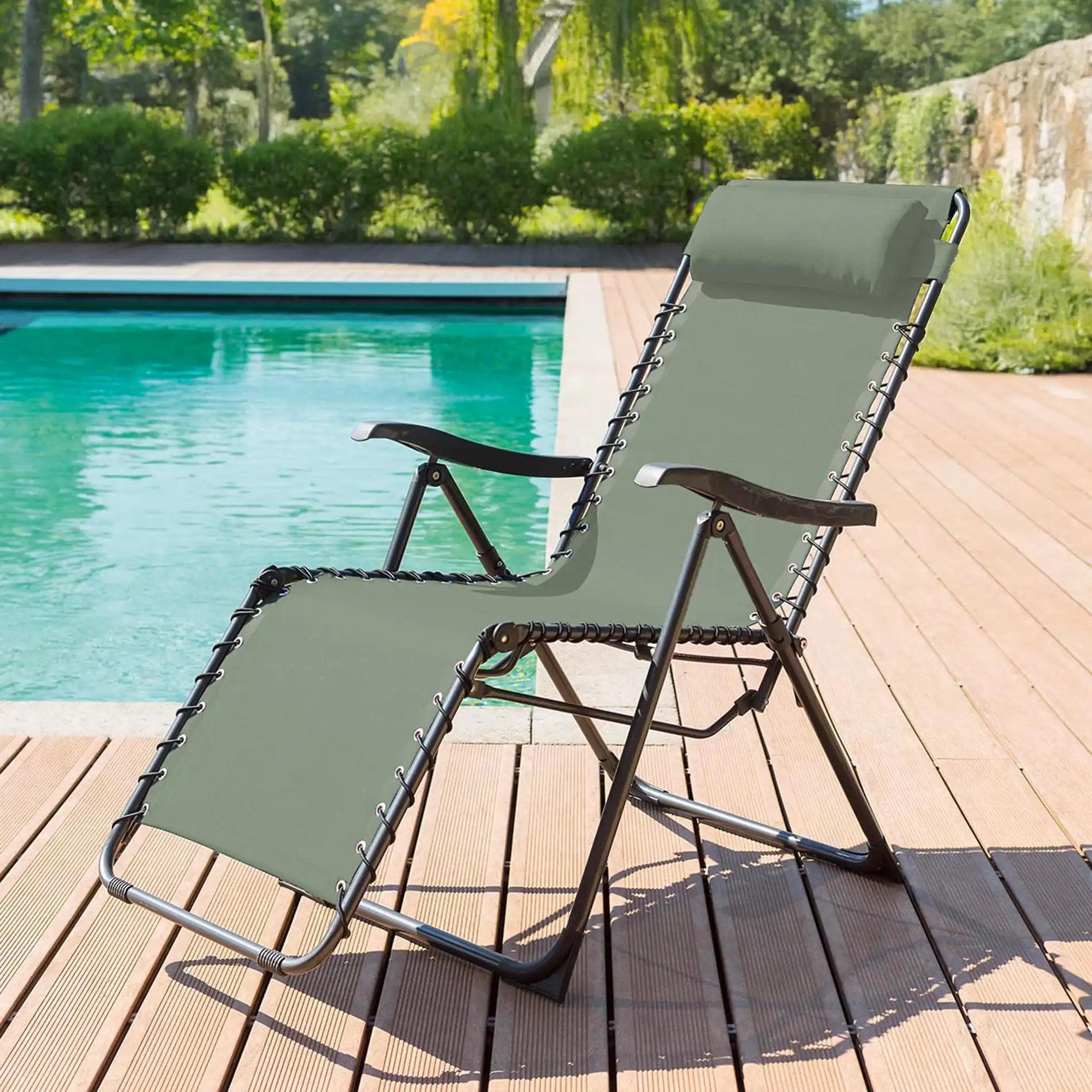 Jais - Sdraio zero gravity verde per giardino o camping