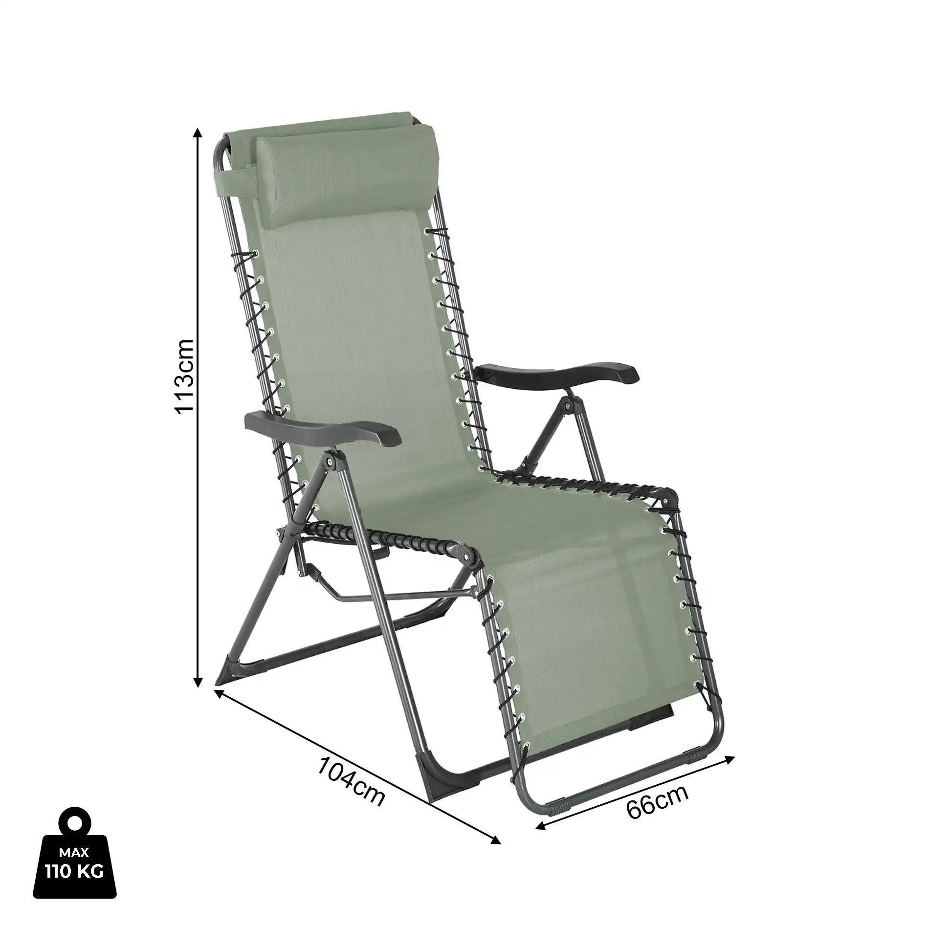 Jais - Sdraio zero gravity verde per giardino o camping