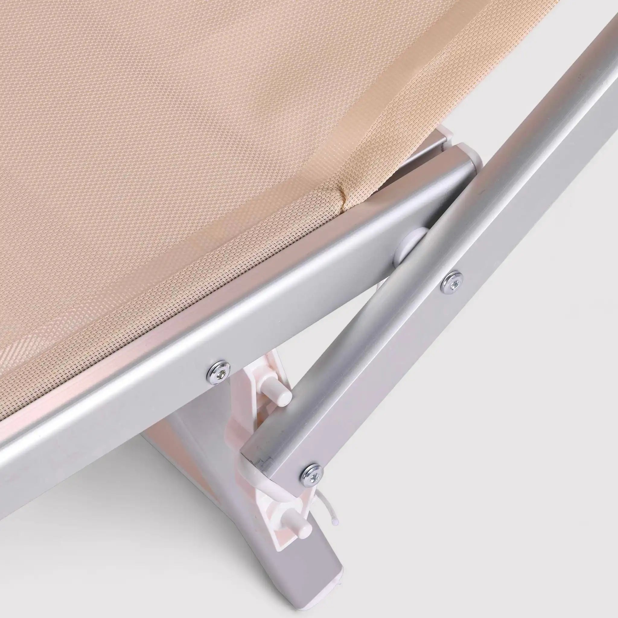 Jambul - Sdraio pieghevole beige con poggiatesta reclinabile